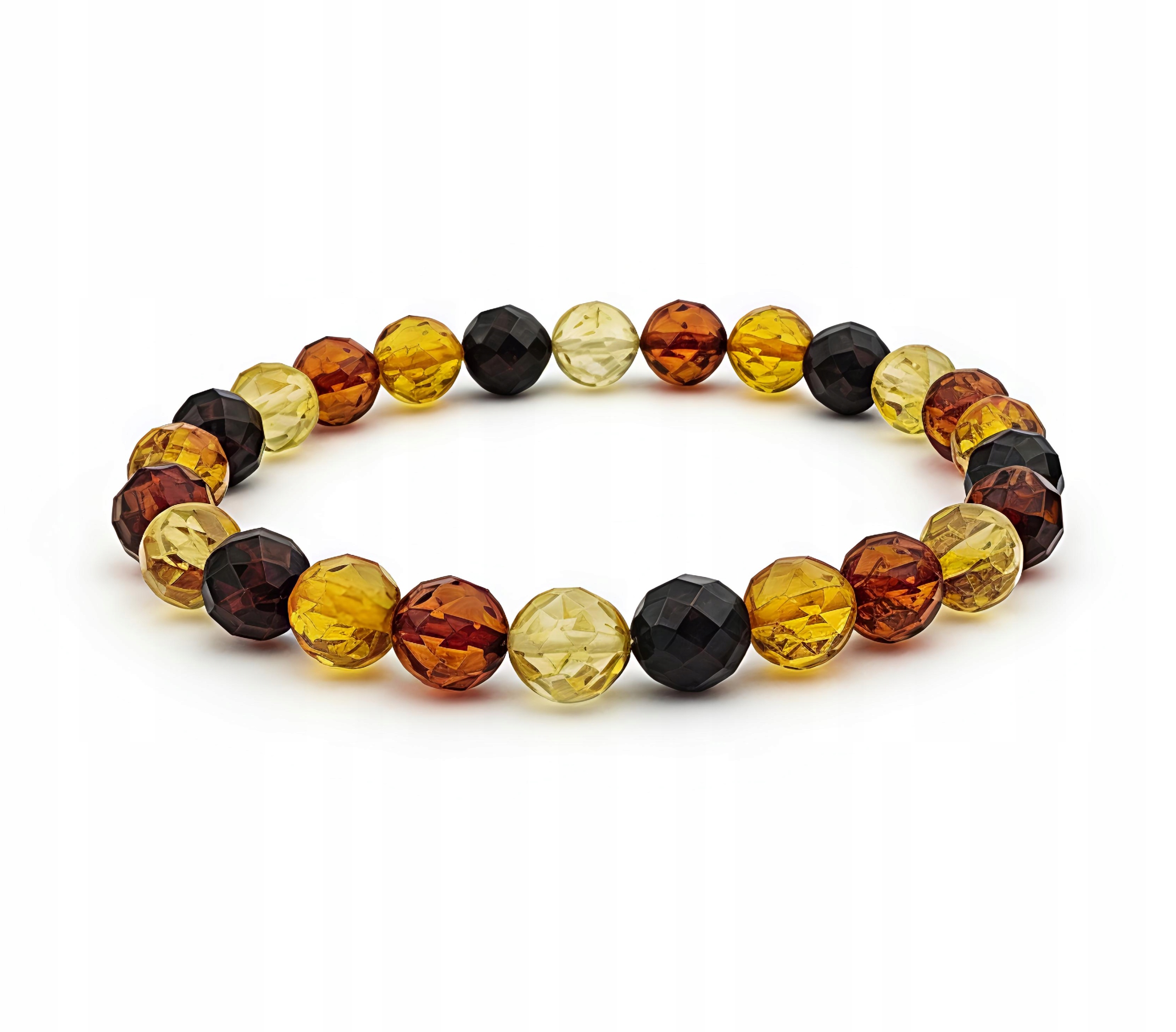 Náramek jantarový fazetovaný kulička barevná krabička certifikát
