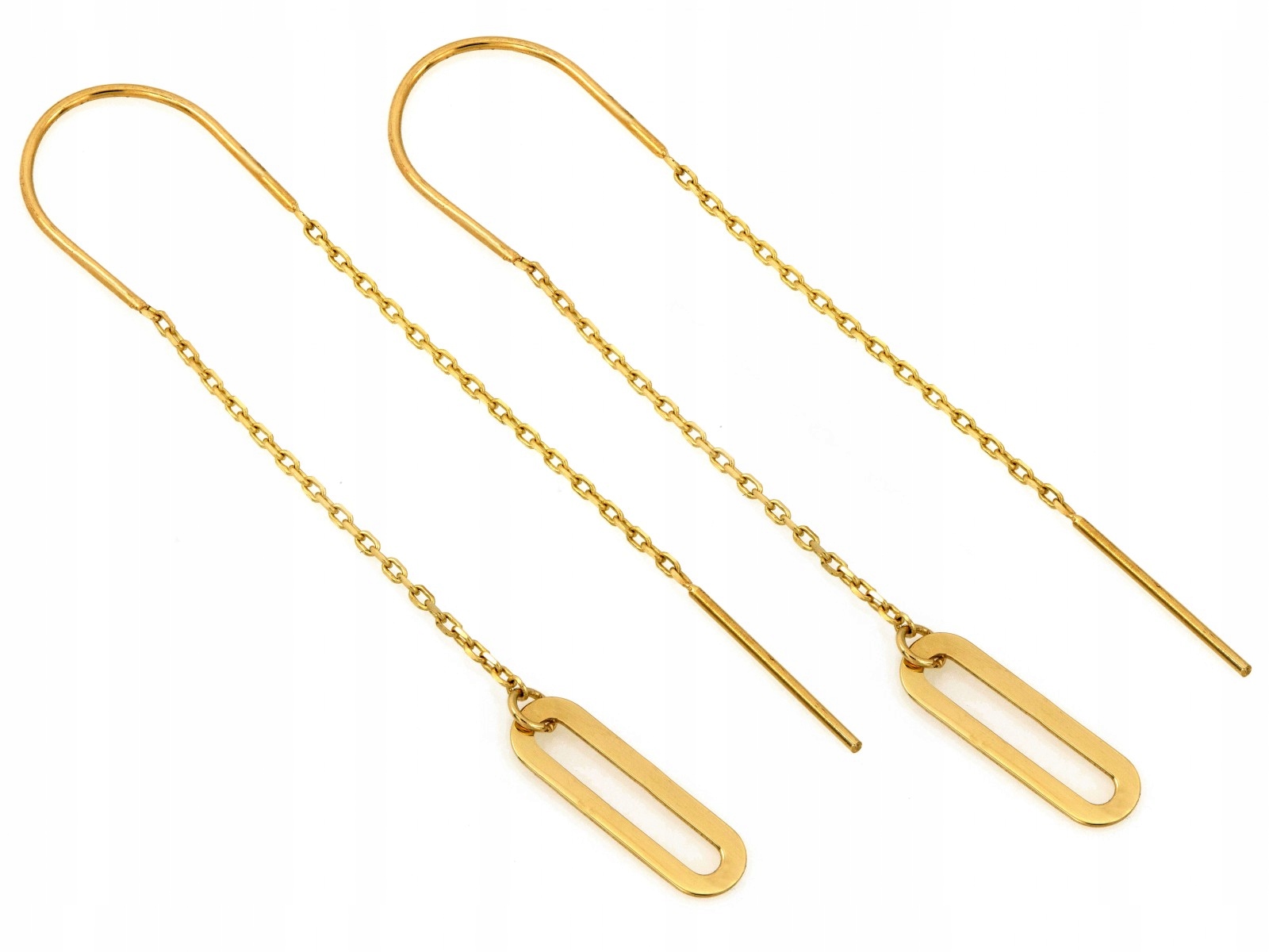 Náušnice zlaté dámské 585 provlékací 0,61 g dlouhé, módní, elegantní vzor