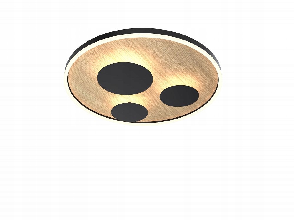 Okrúhla stropná lampa napodobňujúca drevo do reštaurácie baru Reims, čierna