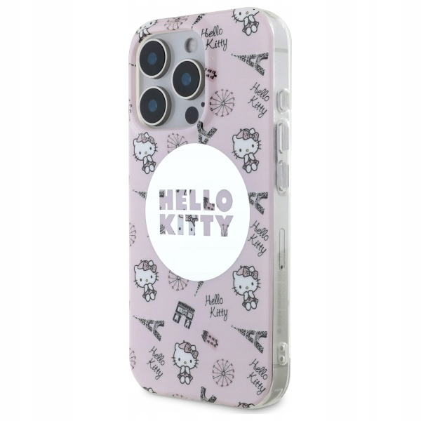 Etui Hello Kitty IML All Over Paris Magsafe na iPhone 16 Pro Max różowe