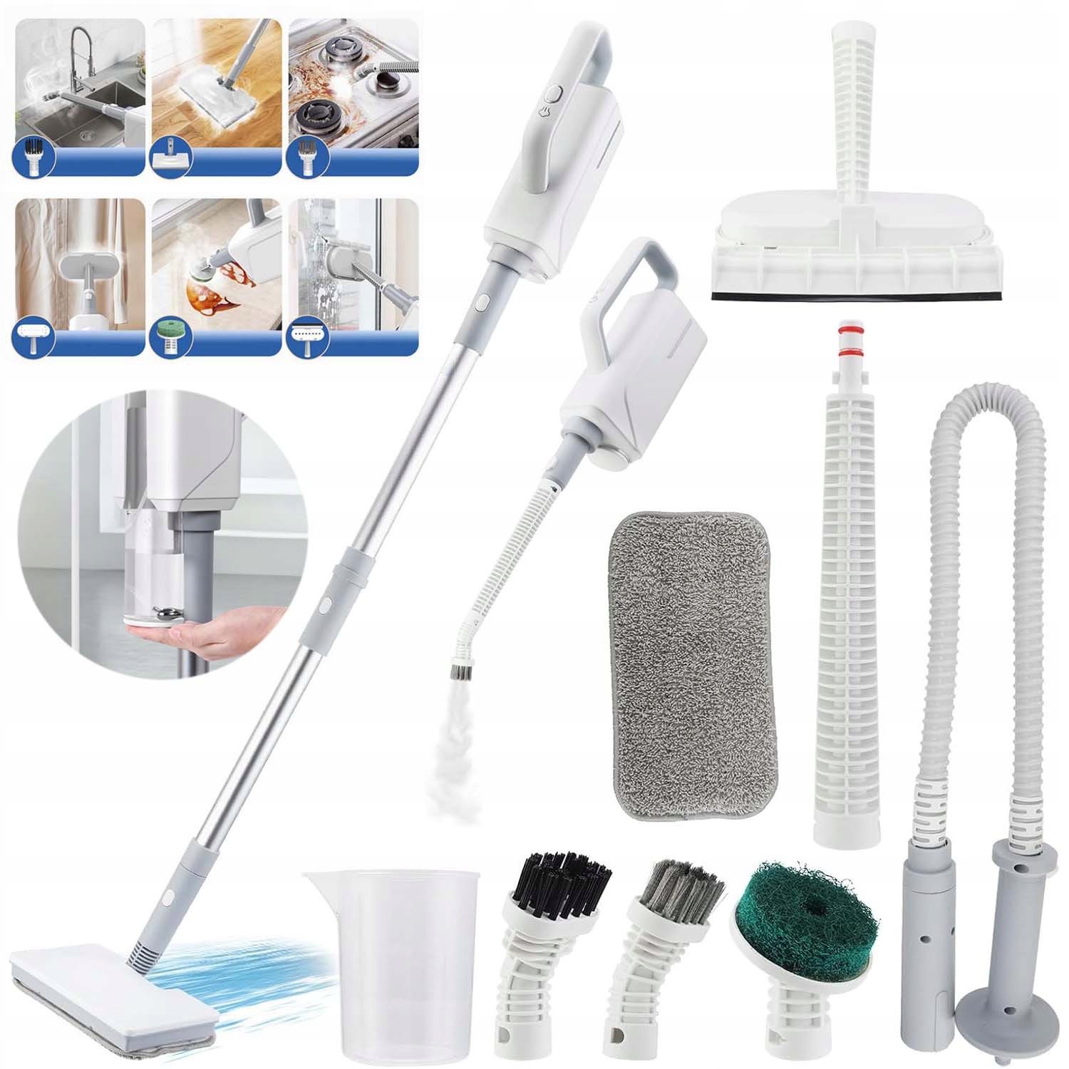 Parný Čistič Parný Mop Naparovač Silný 1500 W Sada Na Tapetovanie Škár Okien