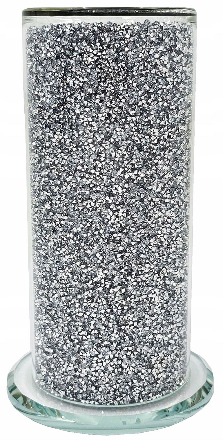 Obal Flakon Váza Květináč Stříbrný Skleněný S Krystaly Glamour BJ008