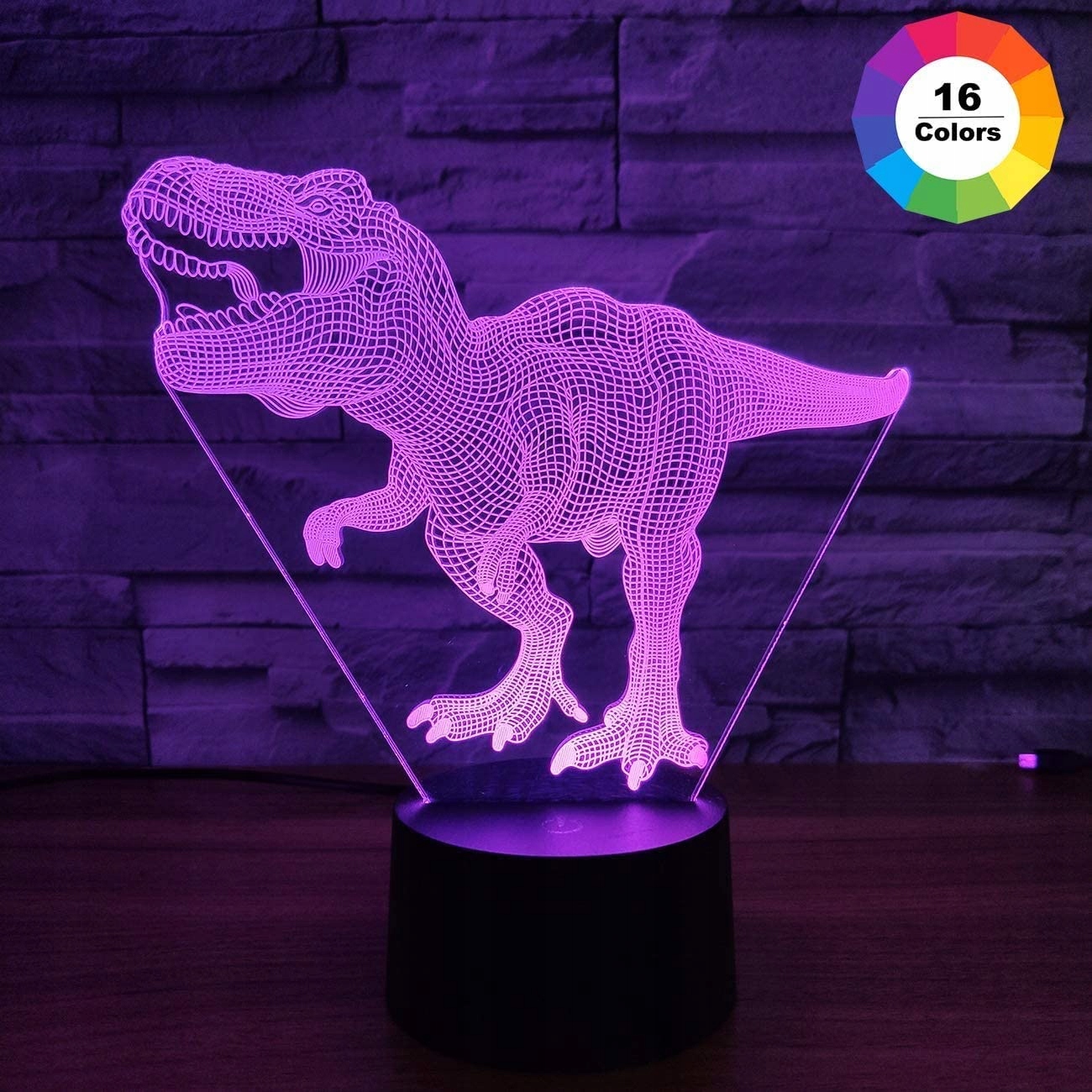 

Dinozaura T-rex Lampka 3d Nocna z Pilotem-Prezent