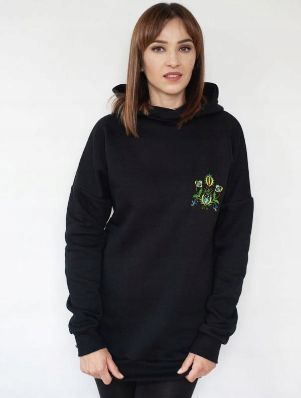 Tepláková mikina s výšivkou kašubská (černá)