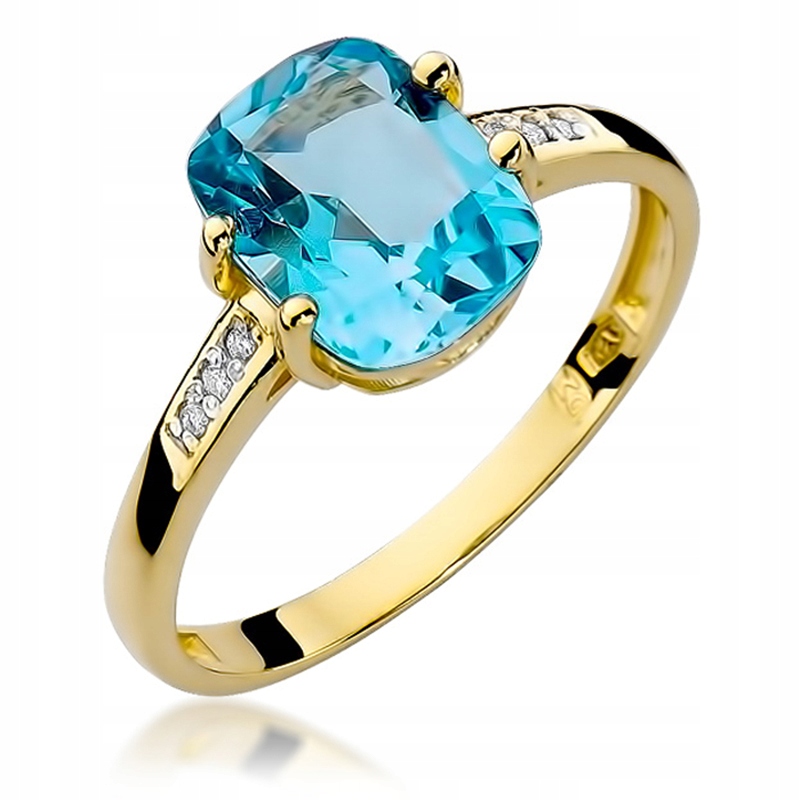 Zlatý Prstýnek s Topazem 2,40 ct a Brilianty
