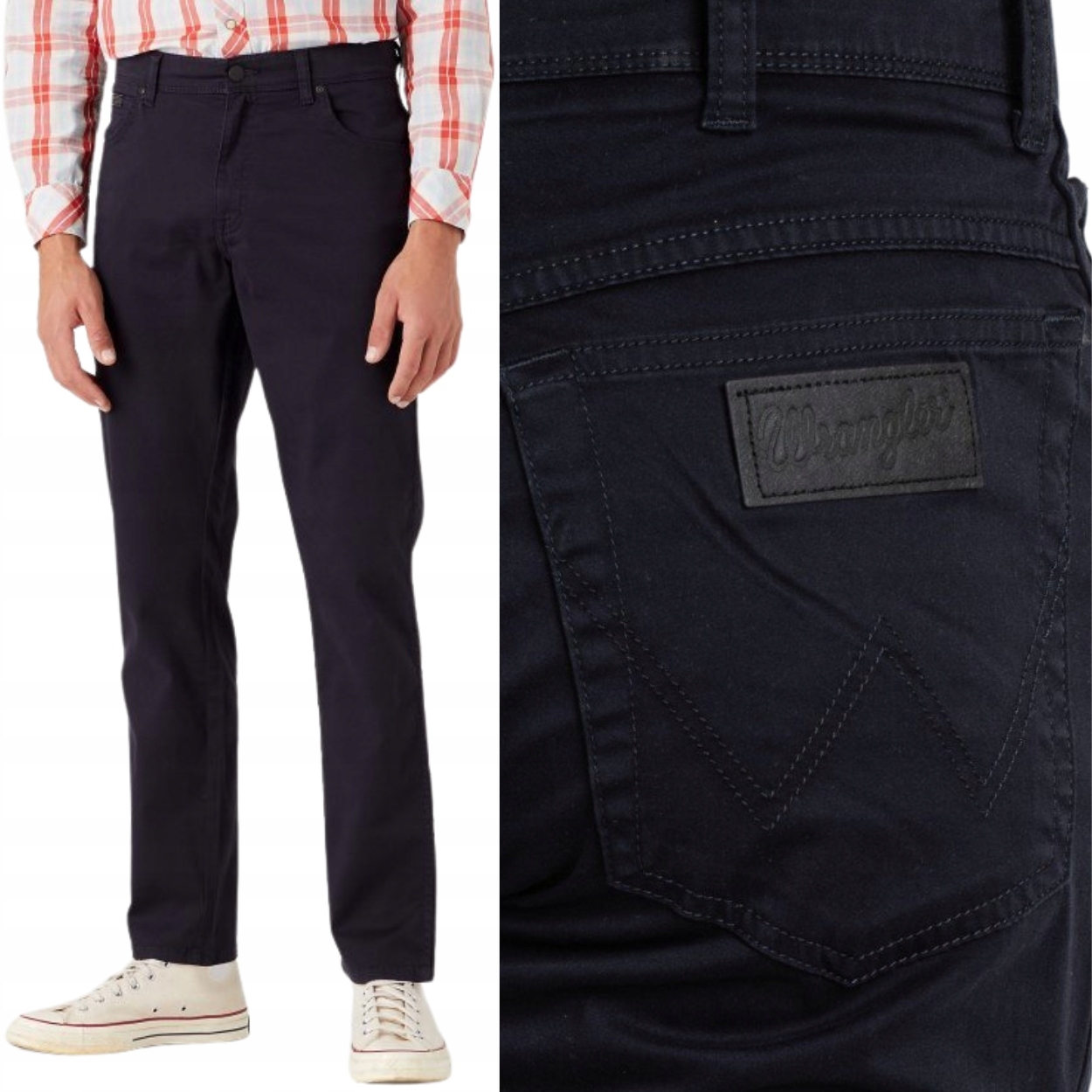 Wrangler Texas Slim Dark Navy lehce přiléhavé látkové kalhoty W33 L30