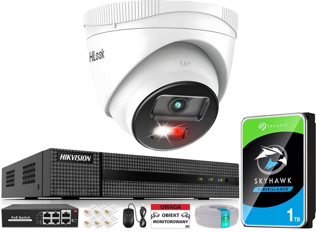 Monitorování Ip domů 1 Kamera 4Mpx Led Barva Noc PoE Záznamník 8 kanálů