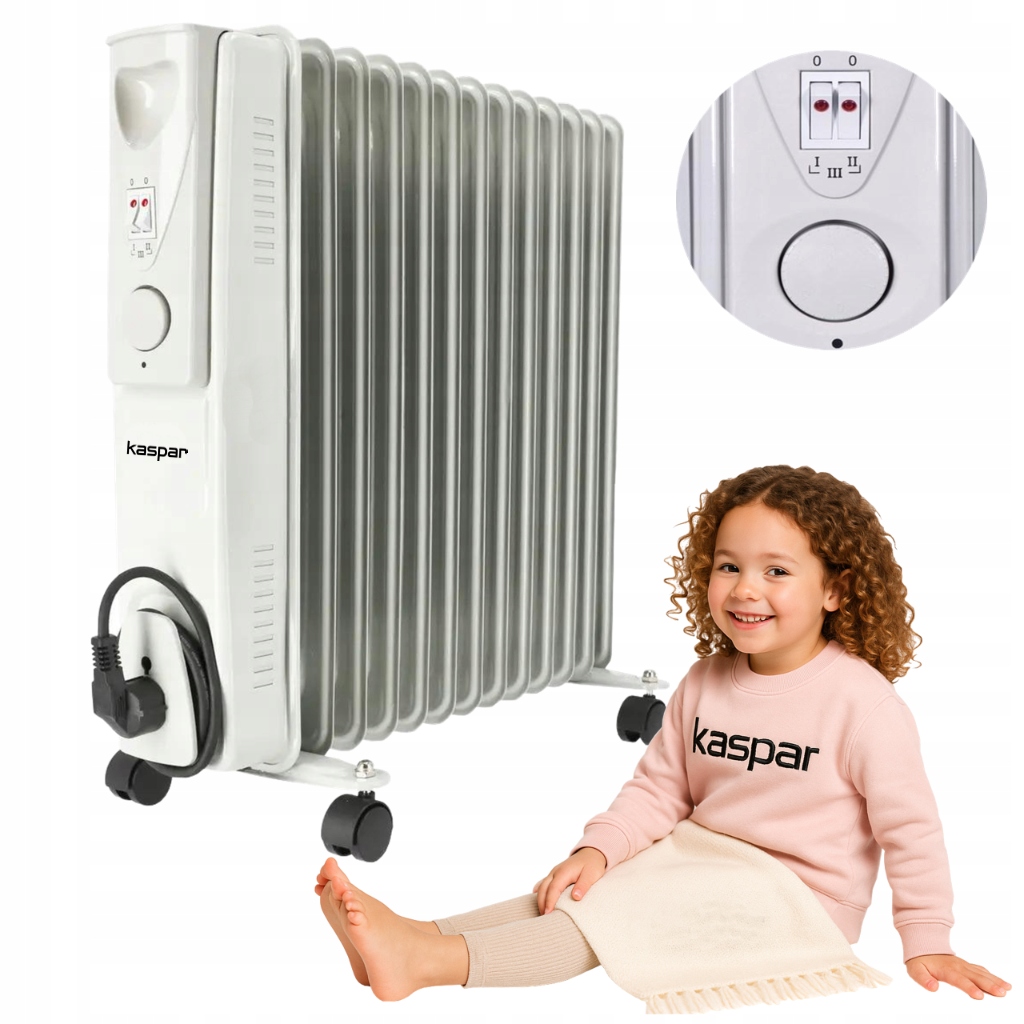 Elektrický Olejový Ohrievač Olejový Radiátor 13 Rebierok 2500 Wattov Termostat