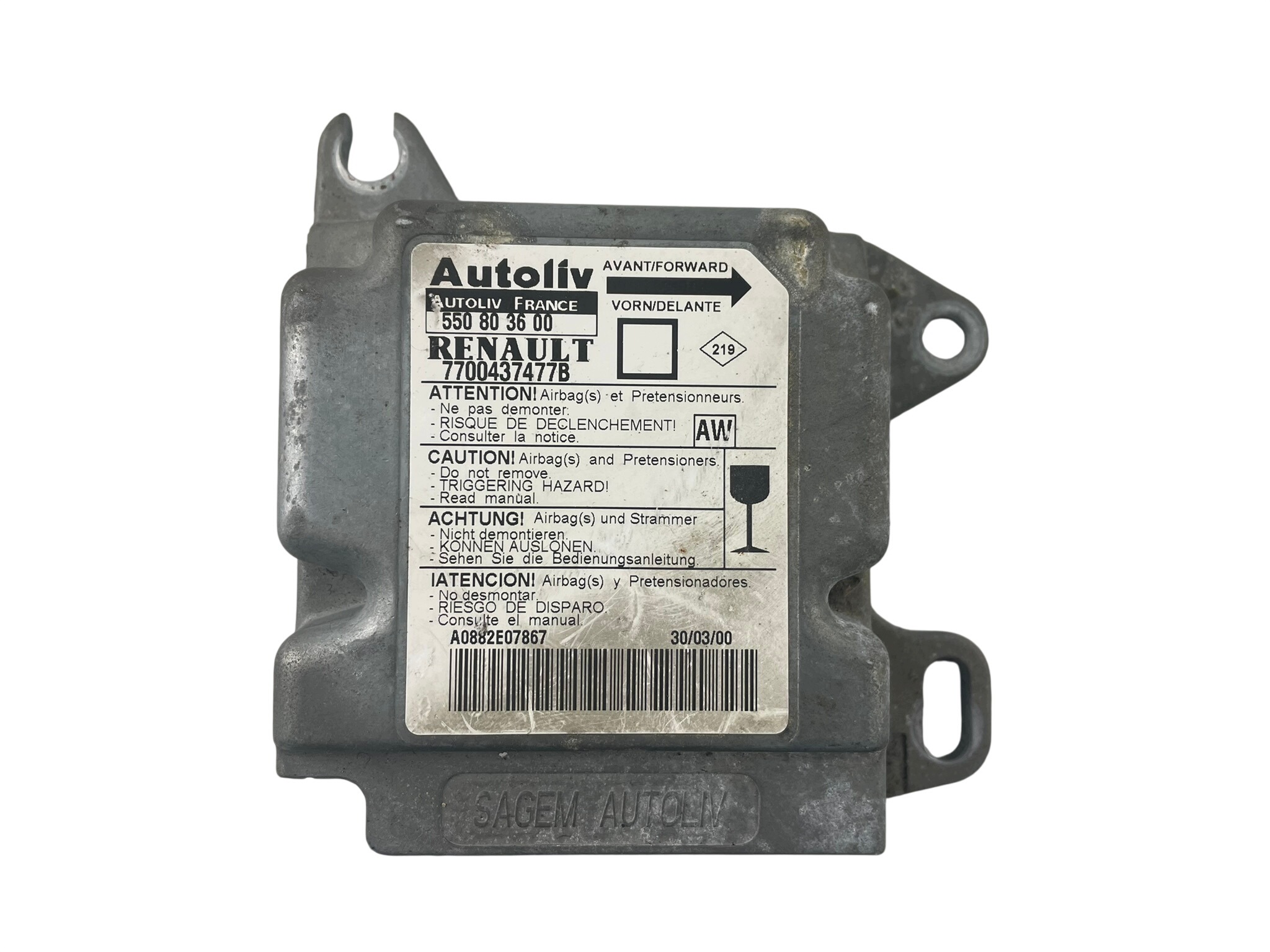 modulo Centralina airbag 7700437477B Renault Megane e 550 80 36 00
