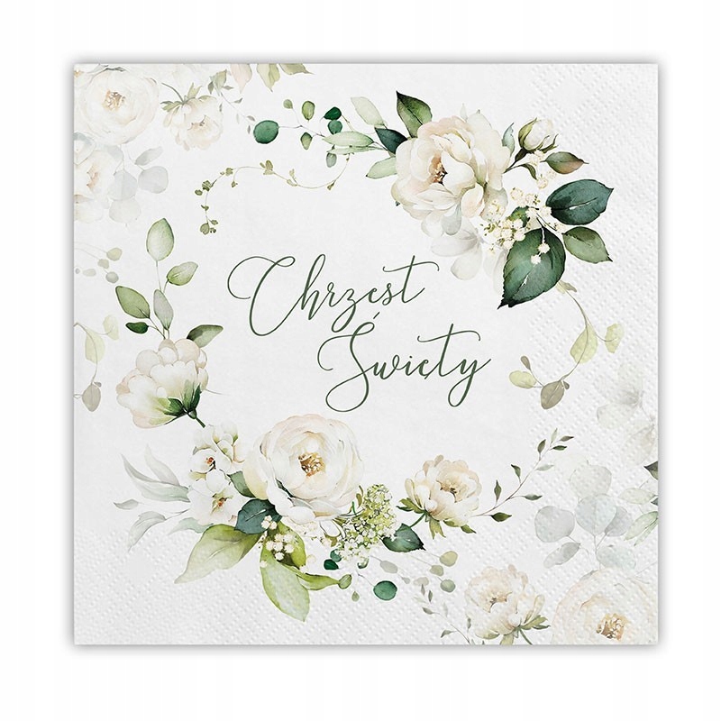 

Serwetki na Chrzest Święty Białe Róże 33x33cm 20sz