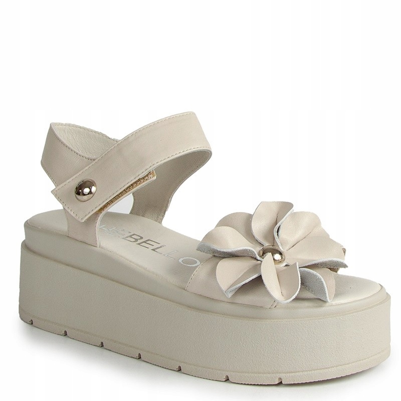 CheBello 4714 Béžové Kožené Sandály S Květem 37