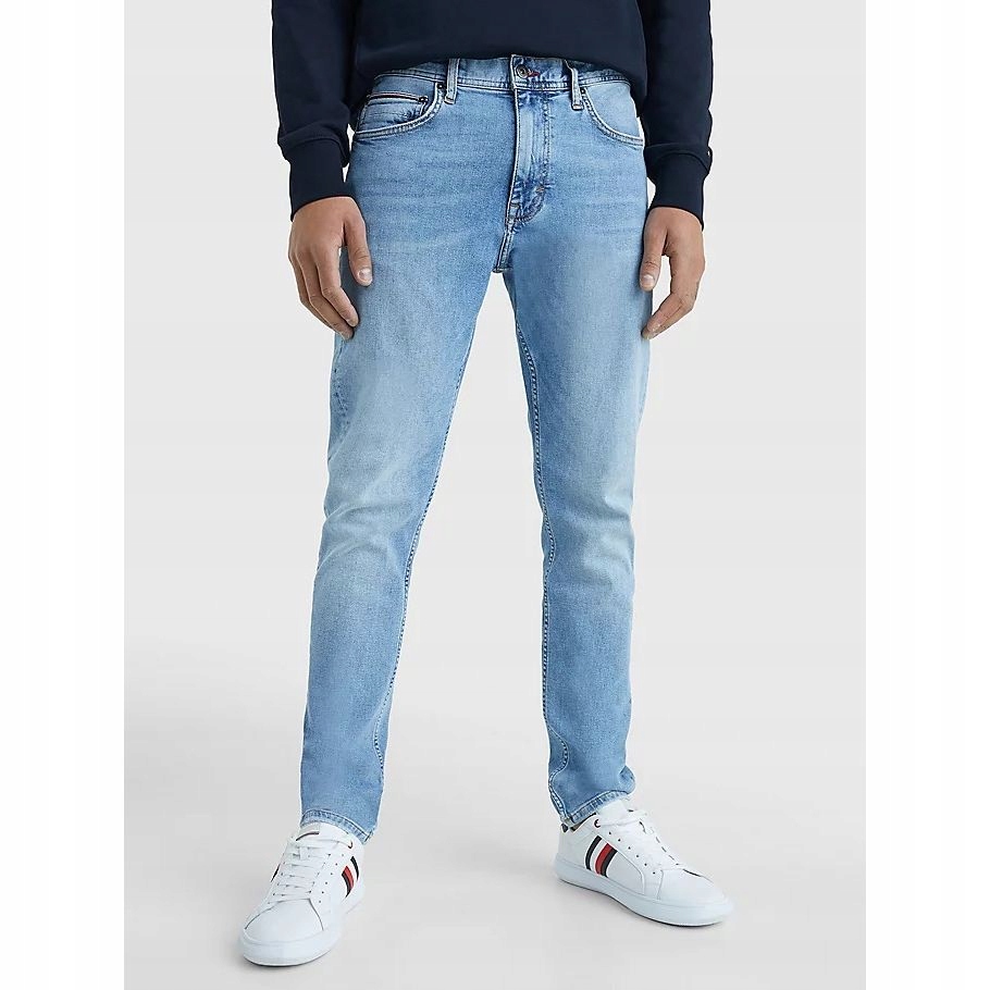 Tommy Hilfiger Pánské Džíny S Modrými Trubičkami A Oděrkami 34/32 6FA