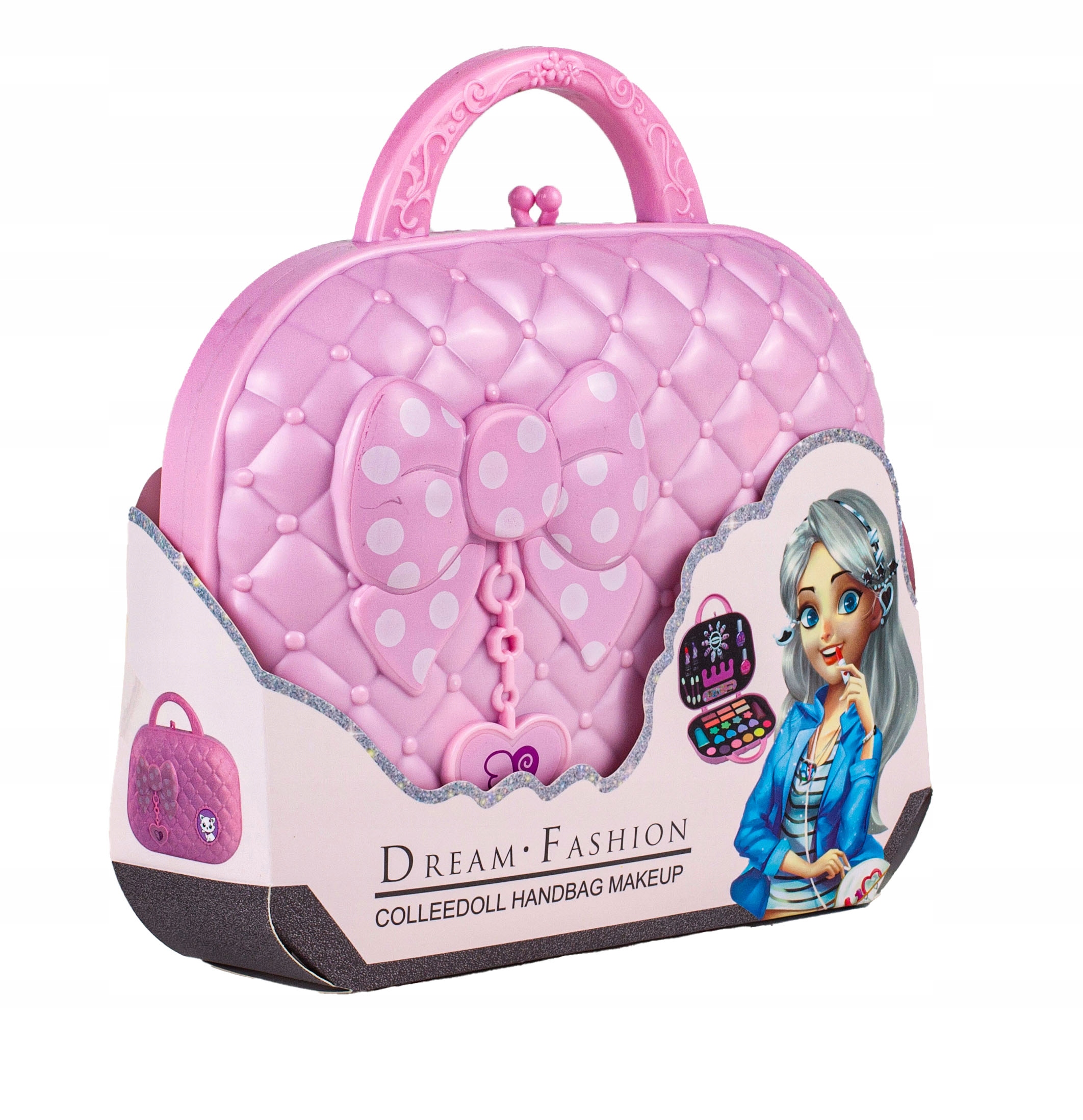 ZESTAW KOSMETYKÓW W TOREBCE DO MAKIJAŻU I PAZNOKCI KOSMETYKI DLA DZIECI Materiał plastik