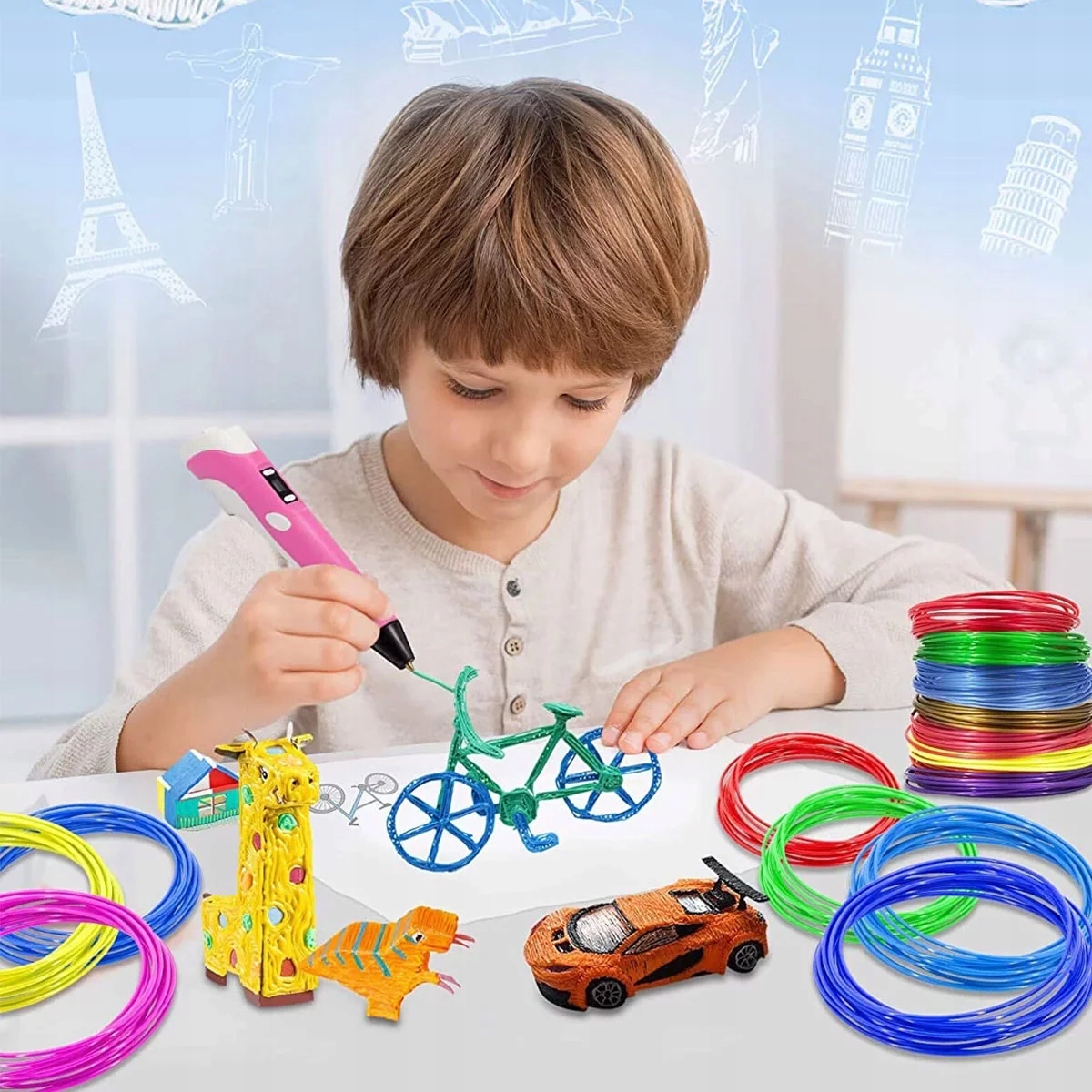 DŁUGOPIS DRUKARKA 3D PEN ZESTAW +WKŁADY 160 METRÓW Model ITM-77 PRO