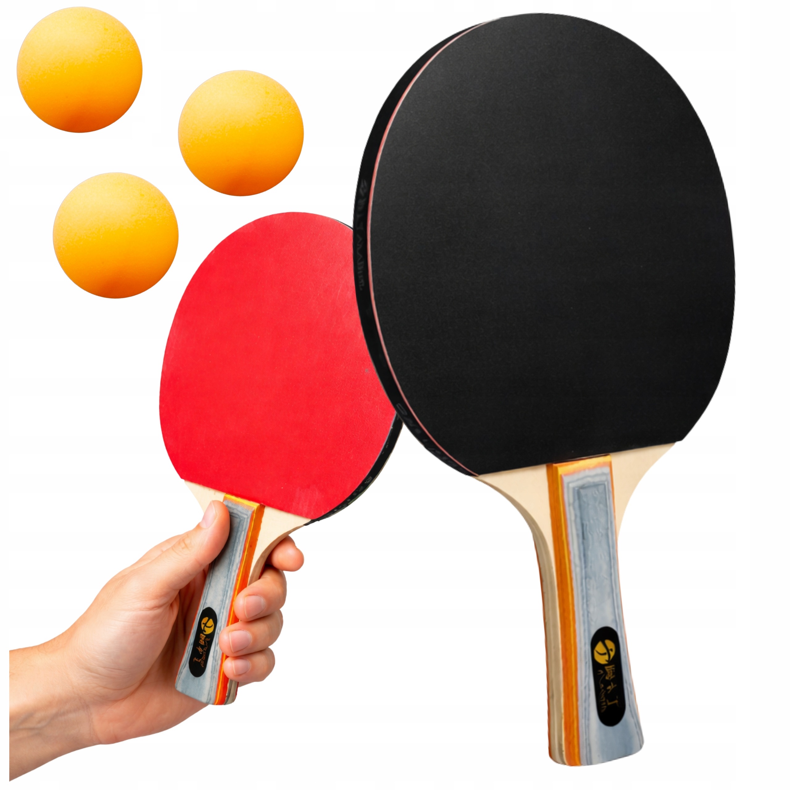 2X Paletki Rakietki Do Ping Ponga Tenisa Stołowego Zestaw 3 Piłeczki