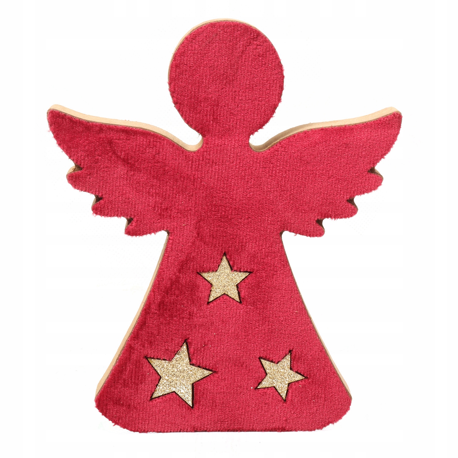 ANIOŁ Z AKSAMITEM figurka drewniana OZDOBA ŚWIĘTA