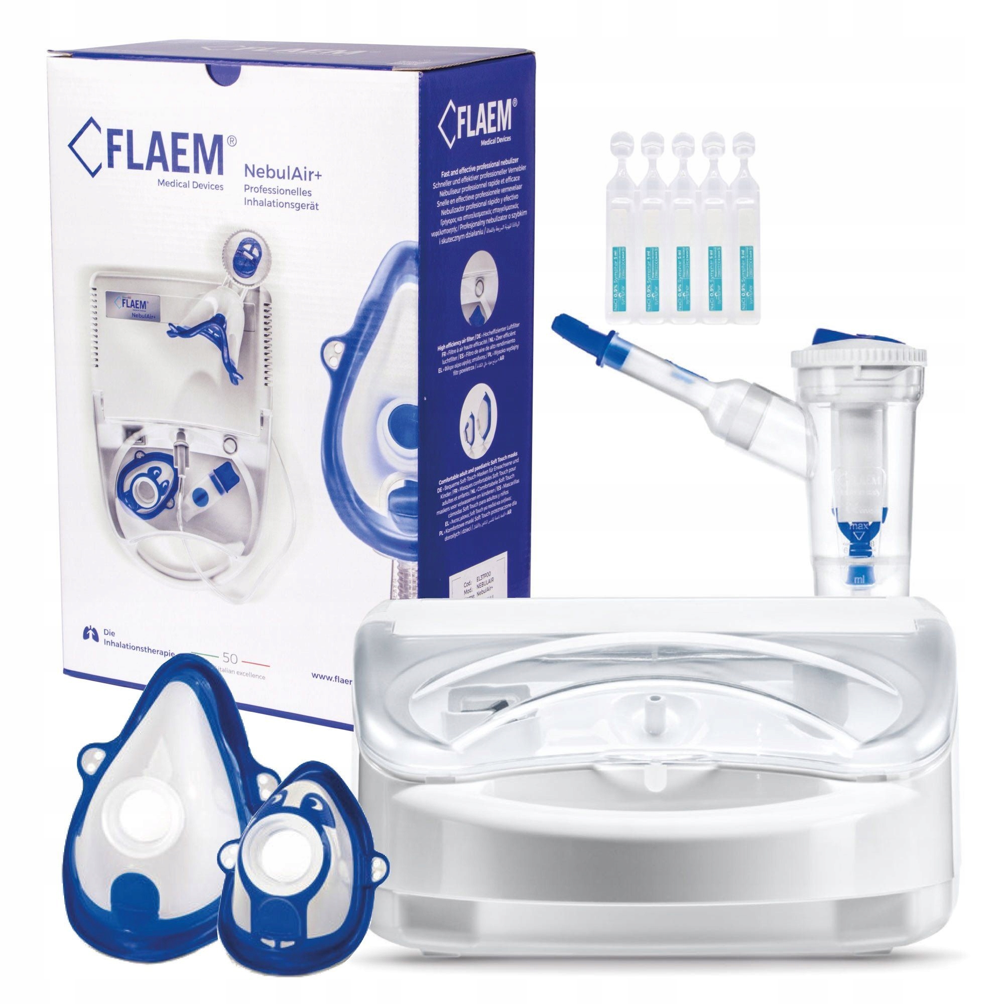 

Inhalator Flaem Nebulair+ SÓL+2 Maski Praca Ciągła
