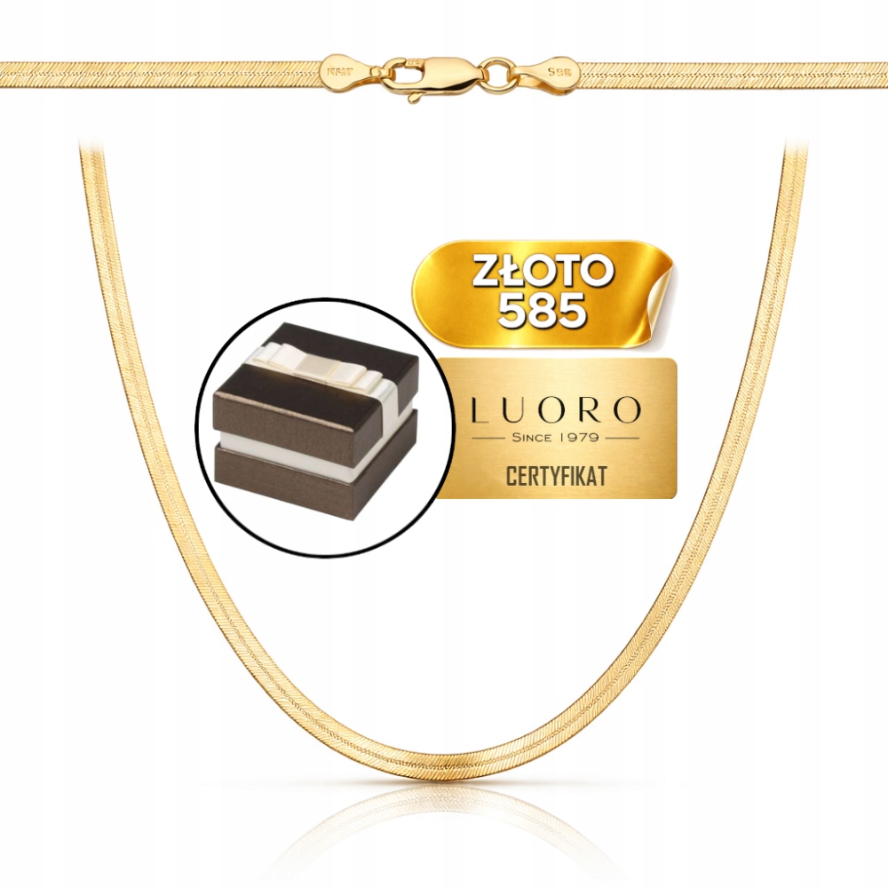 Řetízek Zlatý 585 14K S Páskou 45 CM 3 MM Elegantní Prestižní Design