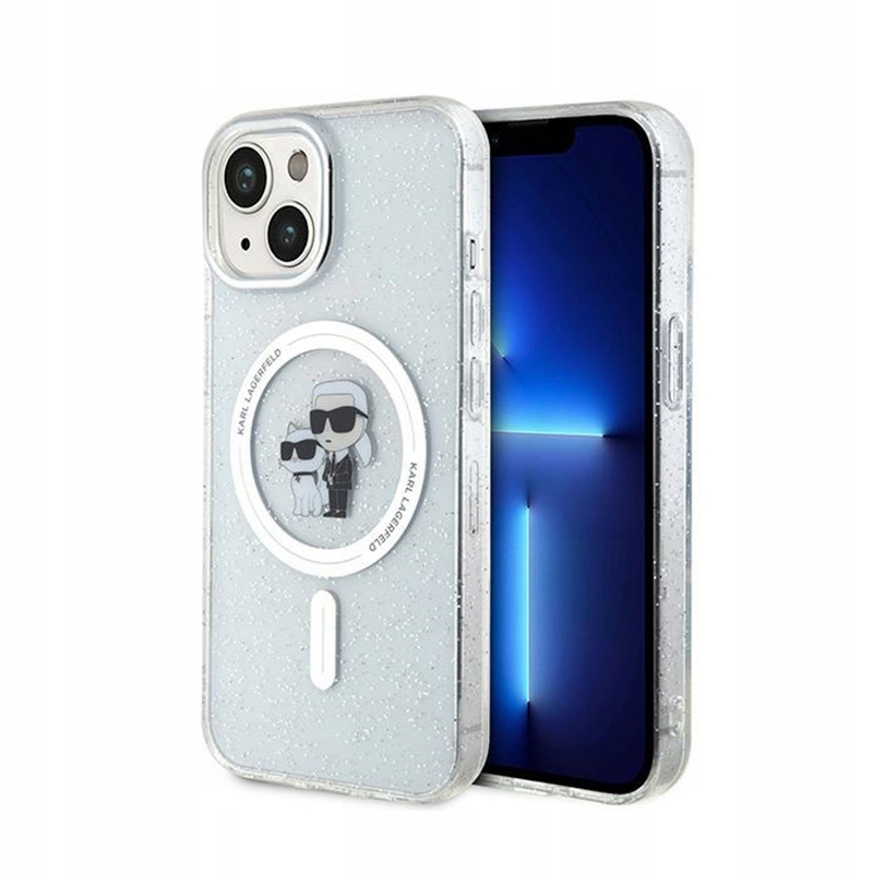 Karl Lagerfeld Karl & Choupette Glitter Magsafe Pouzdro pro iPhone 15 Plus