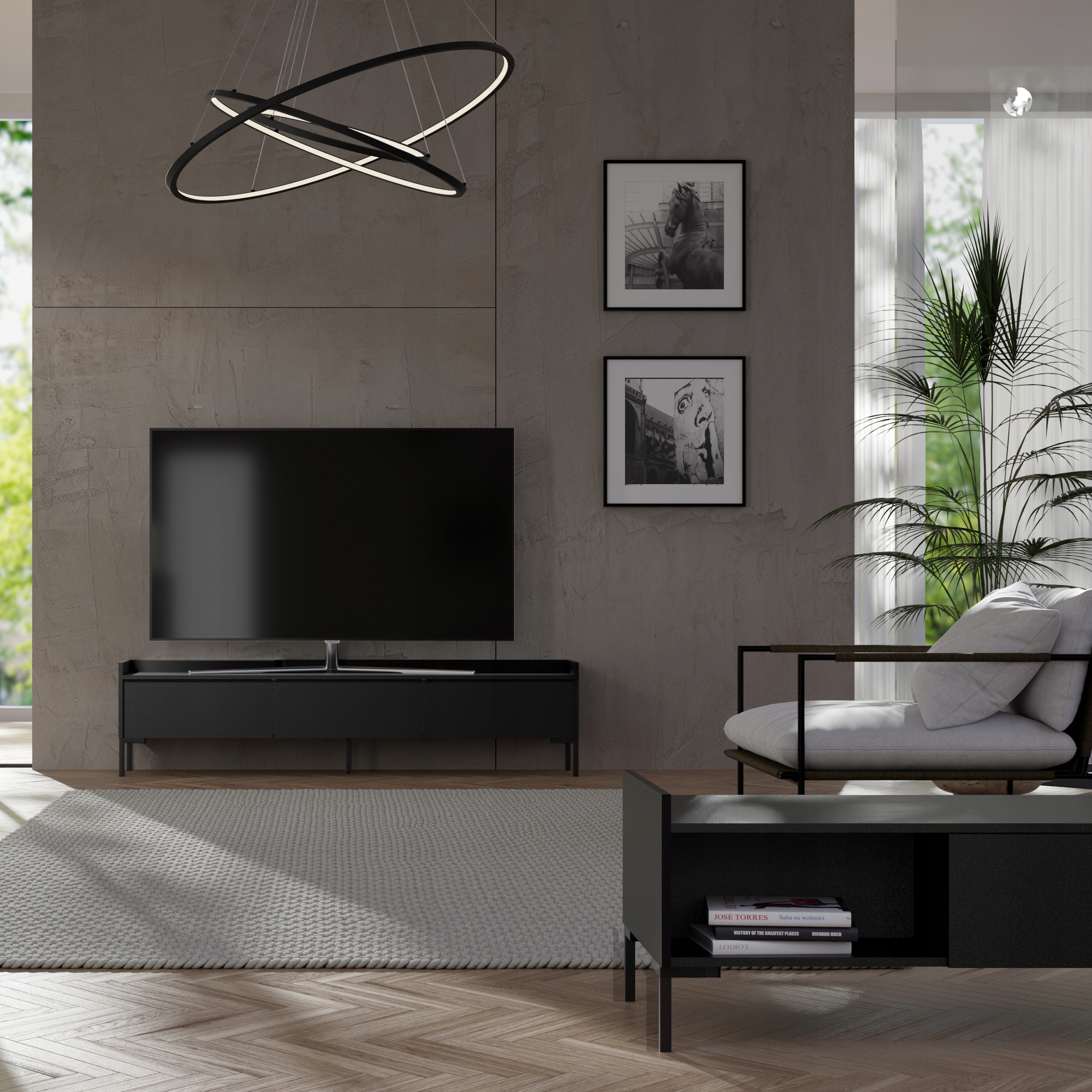 Szafka RTV stojąca Liam 150 Czarna