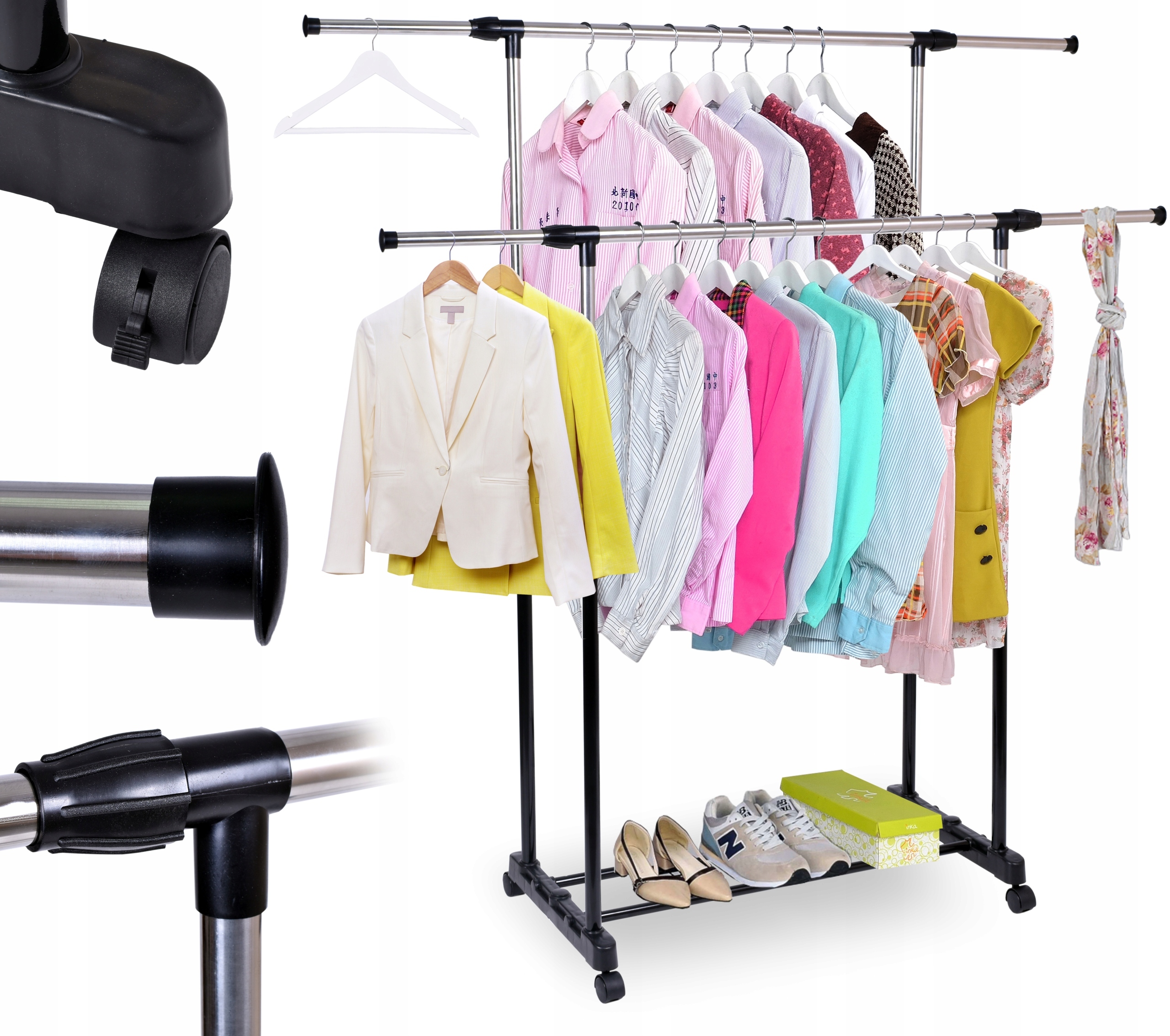 

Wieszak Na Kółkach Regulowany Ubrania Duży Stojak