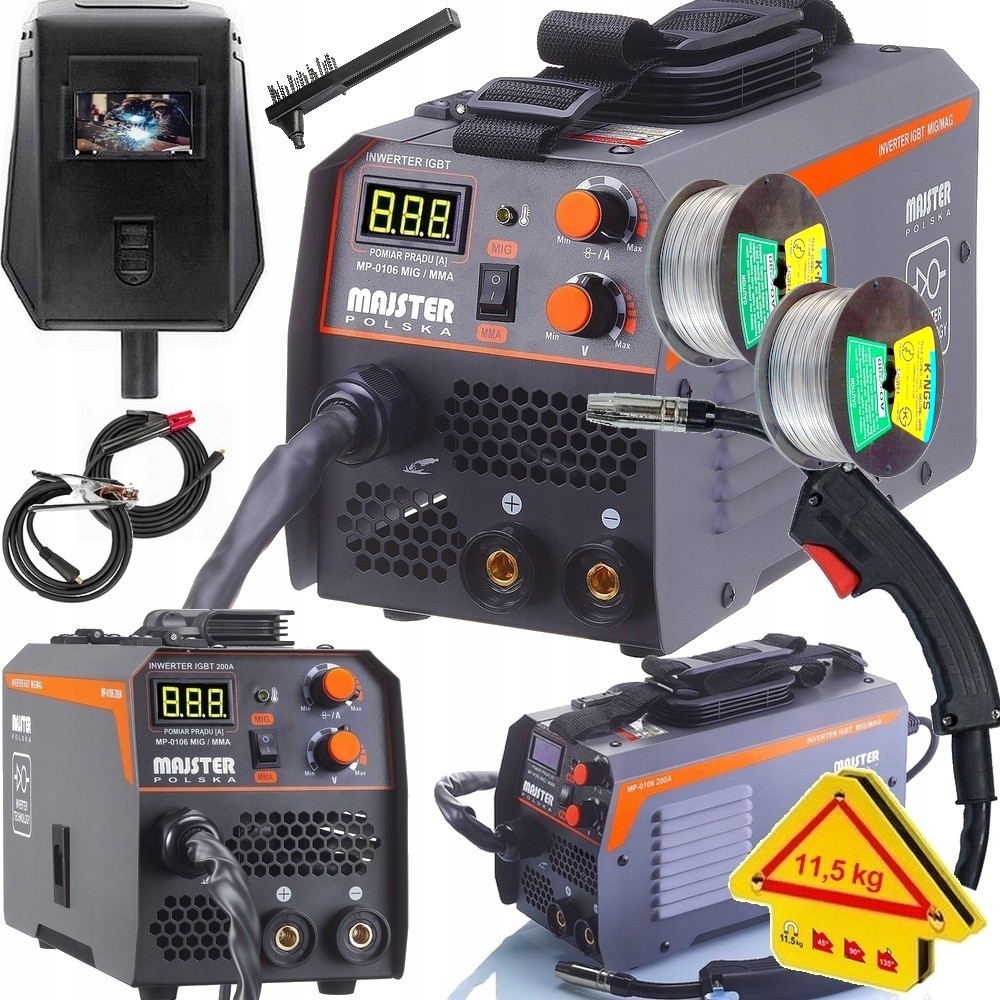 Półautomat Spawalniczy Spawarka Inwertorowa Mig Mag Mma Flux Zestaw 2X Drut