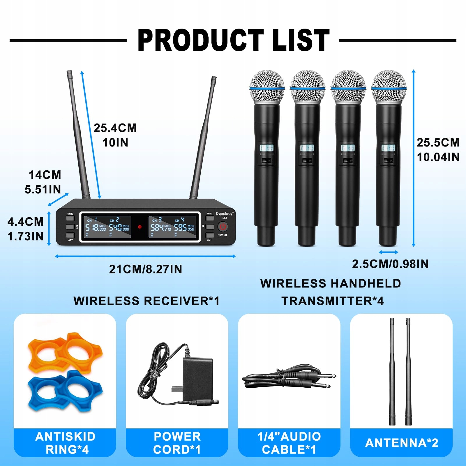 DEPUSHENG LK4 Pro Bezprzewodowy System Mikrofonowy 4-Kanałowy UHF Zestaw — miniatura 7