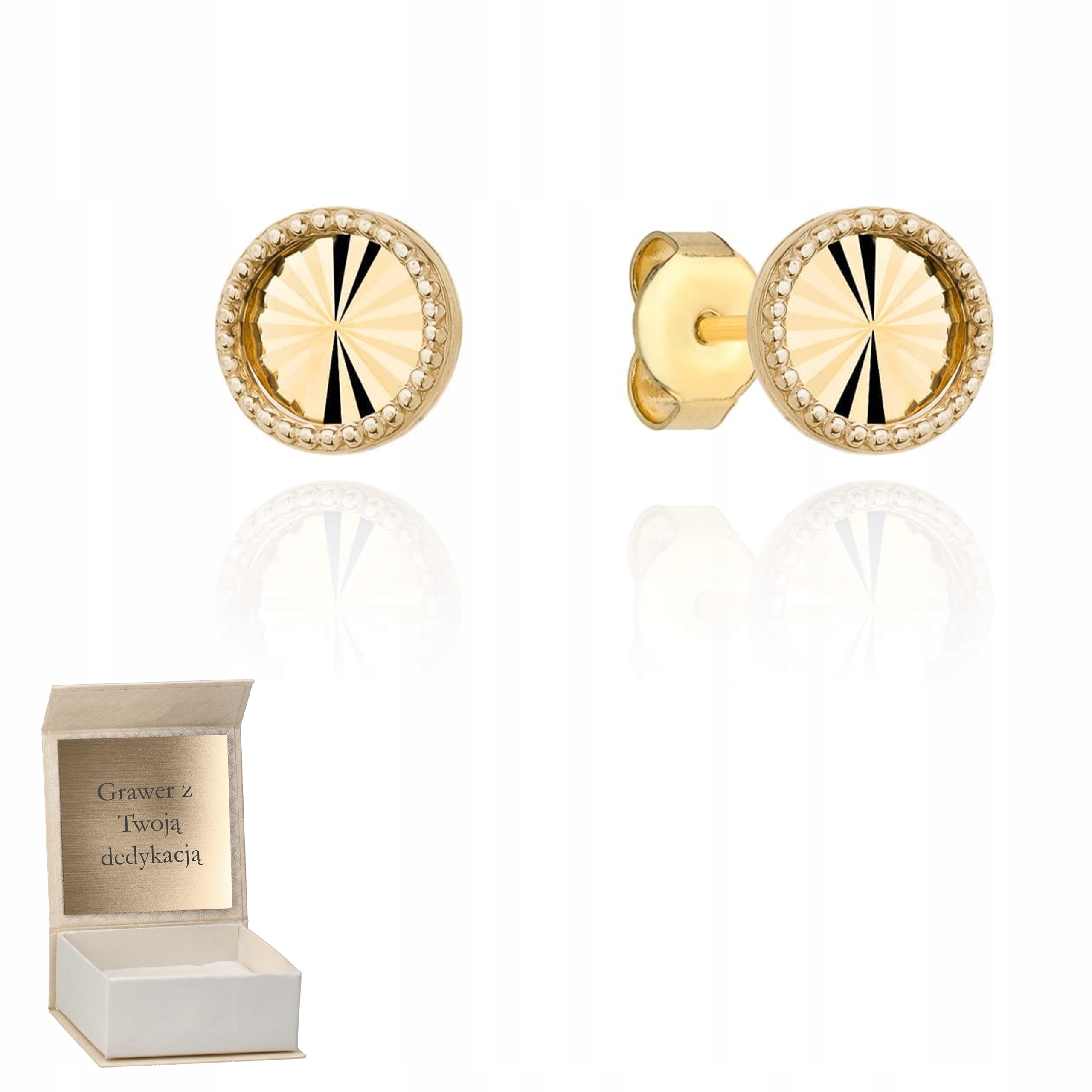 Zlaté náušnice Diamantové kroužky s obrubou, tyčinka zlato ryzost 585 Gravírování