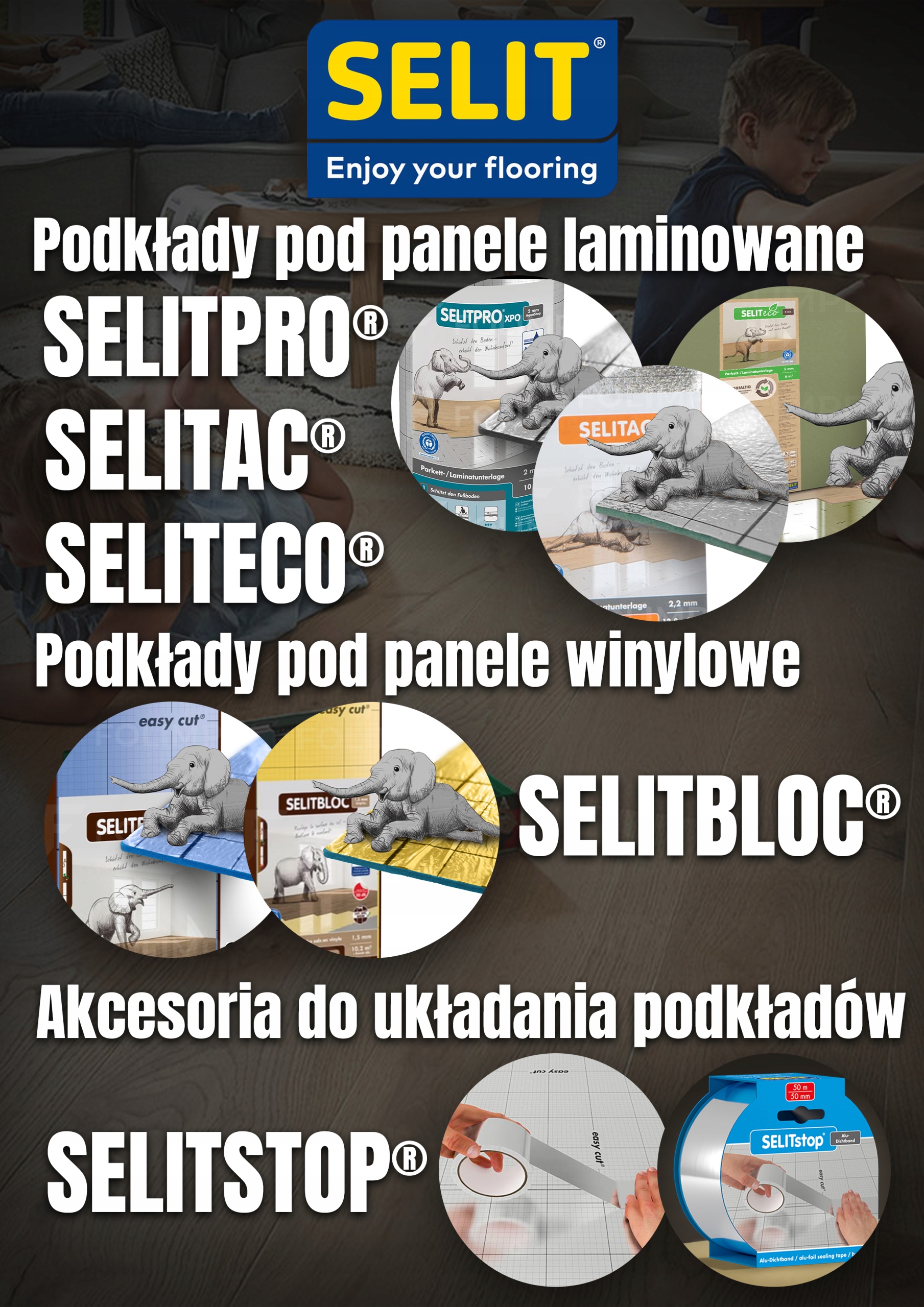 PODKŁAD SELITBLOC 1,5mm 10,2m2 GripTec VINYL LVT SPC TAŚMA ALUMNIOWA GRATIS Grubość 1.5 mm