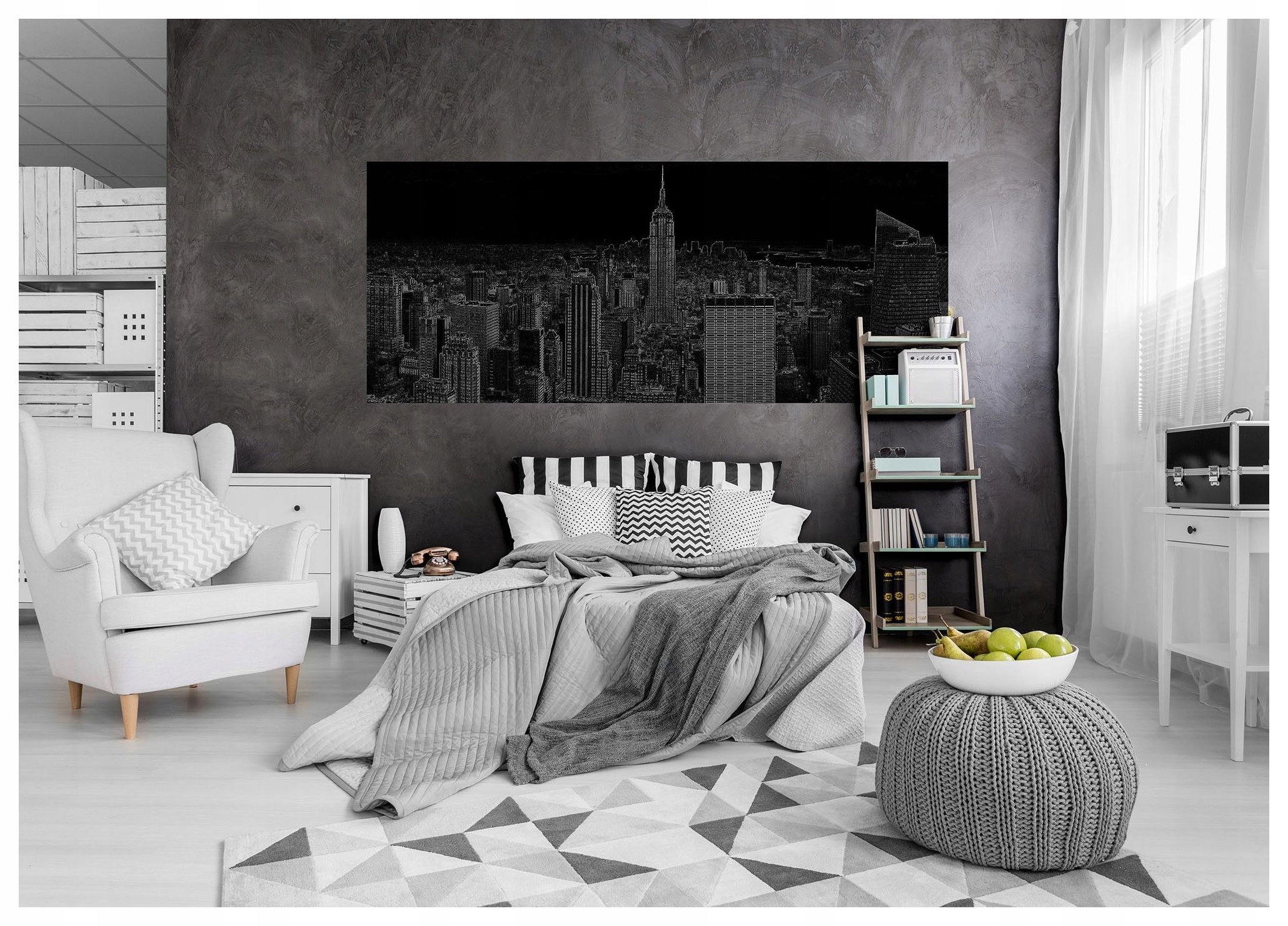 Fototapeta New York v noci Empire State Building Panorama 250x104 lepidlo