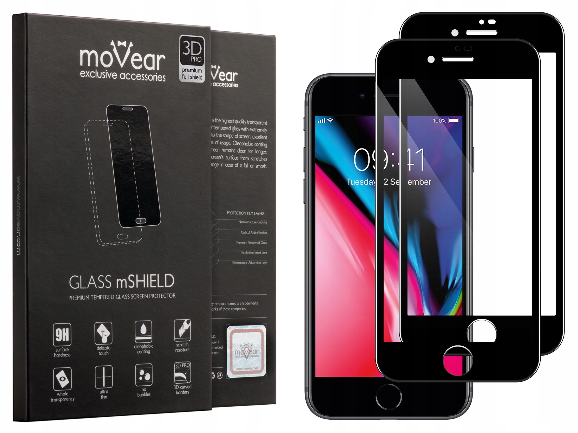 

Movear Szkło 3D iPhone 8 7 Plus 5.5 na Cały Ekran