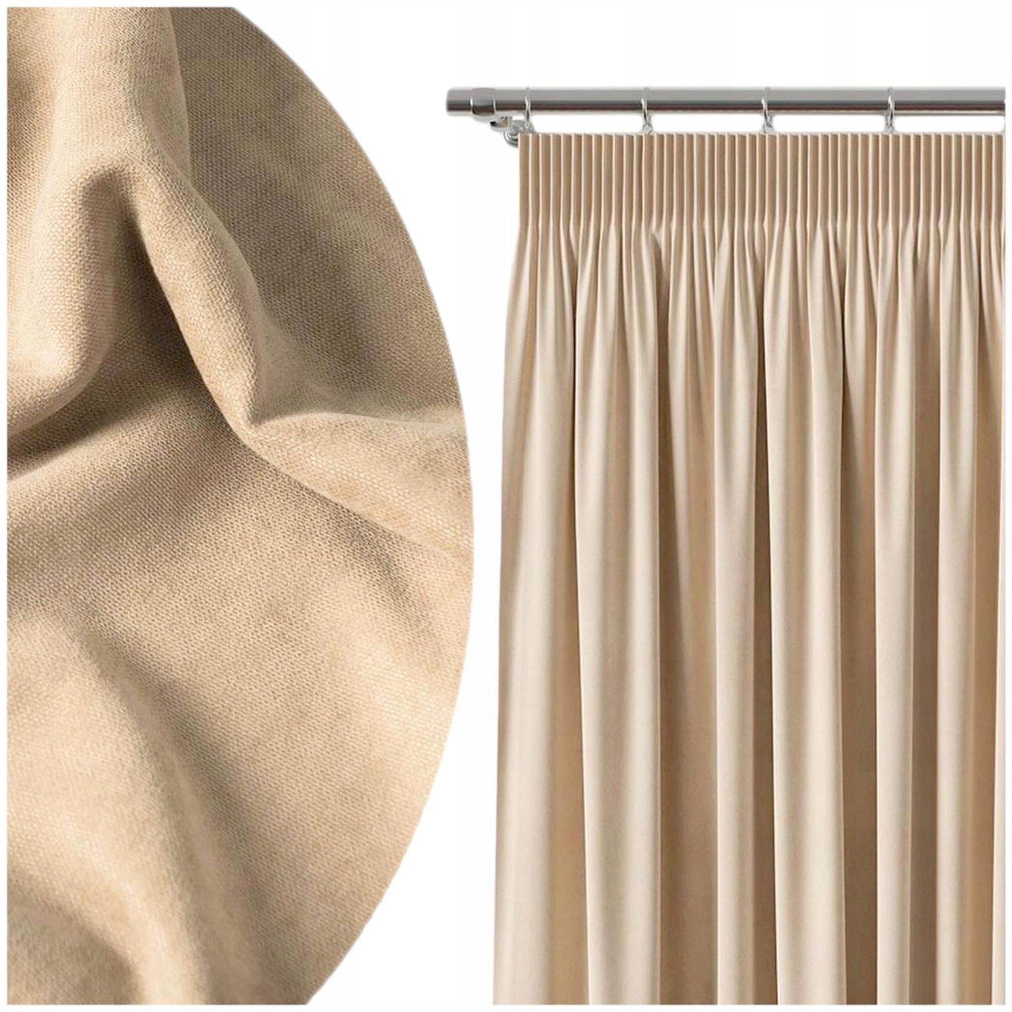 Široká záclona pripravená na pásku 280x250 Záclony Hladké Teplé Béžové 10574