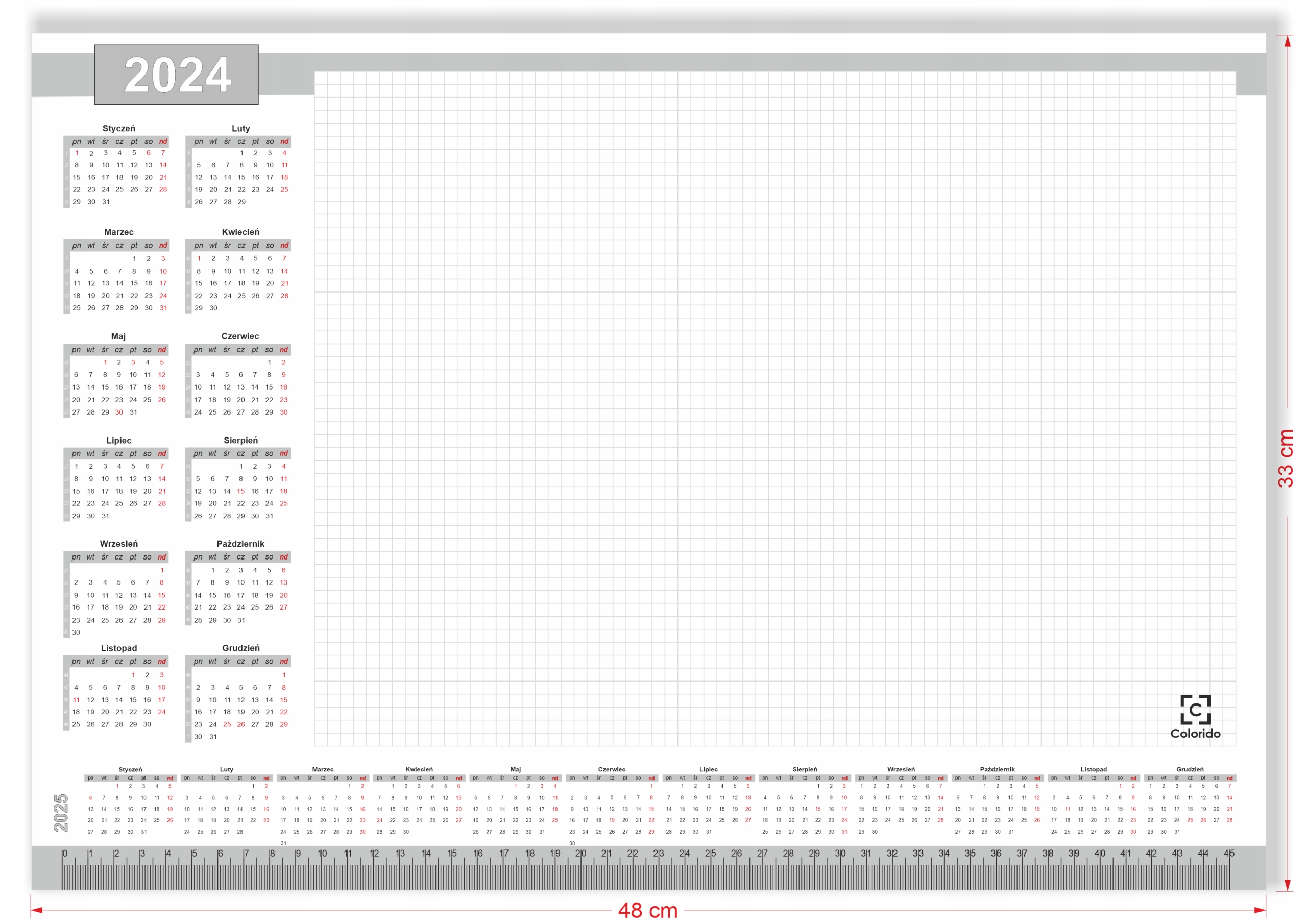 Planer podkładka 2024 /2025 listwa kalendarz duży Producent Colorido