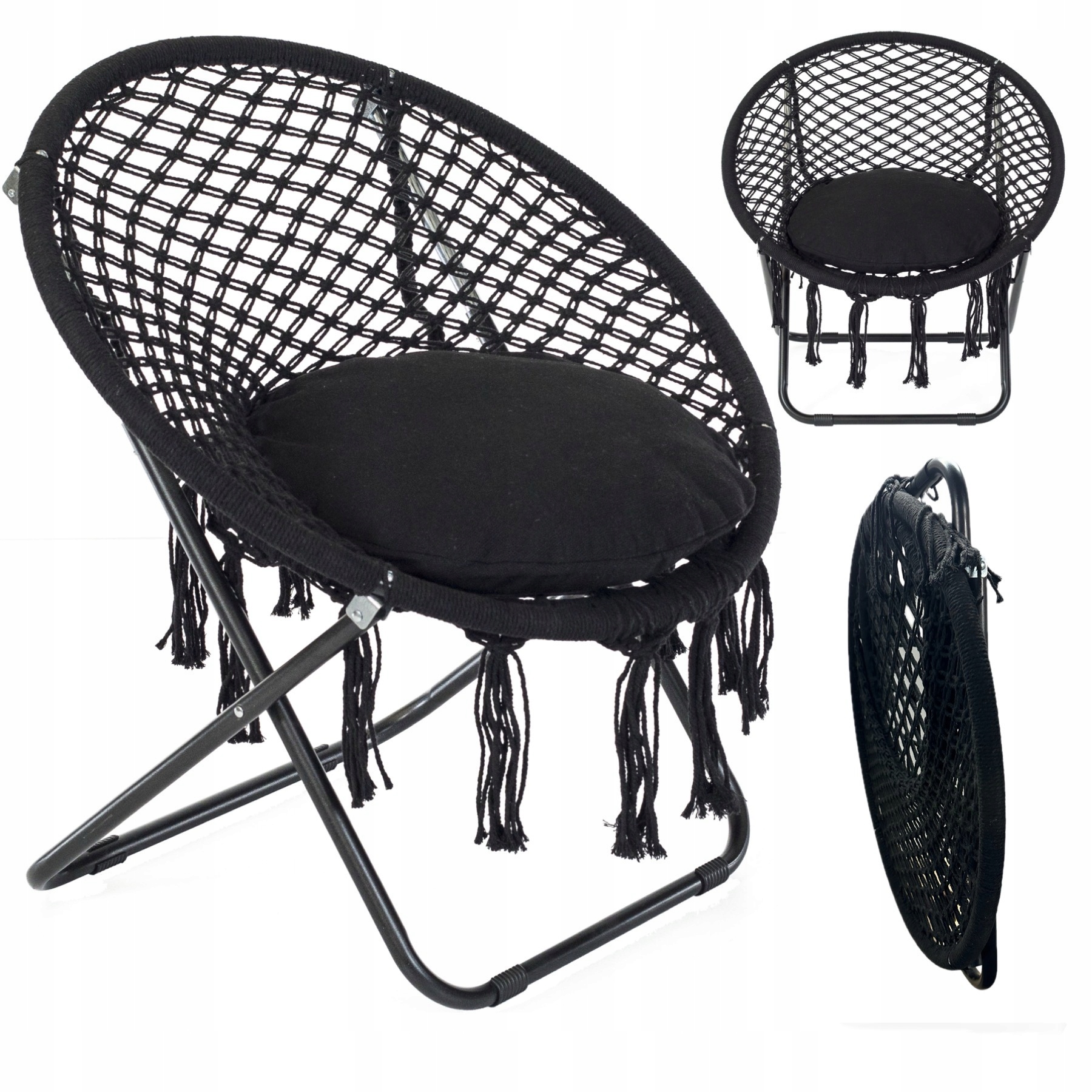 FOTEL SKŁADANY BOCIANIE GNIAZDO CZARNY