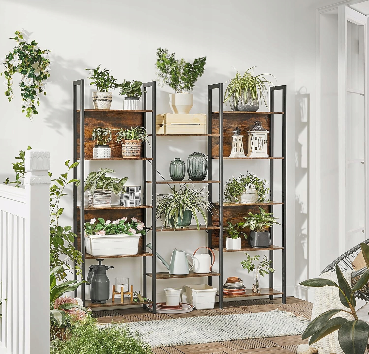 DUŻY pojemny REGAŁ NA KSIĄŻKI stojący 14 półek 24x158x166 cm vintage LOFT Szerokość mebla 158.1 cm