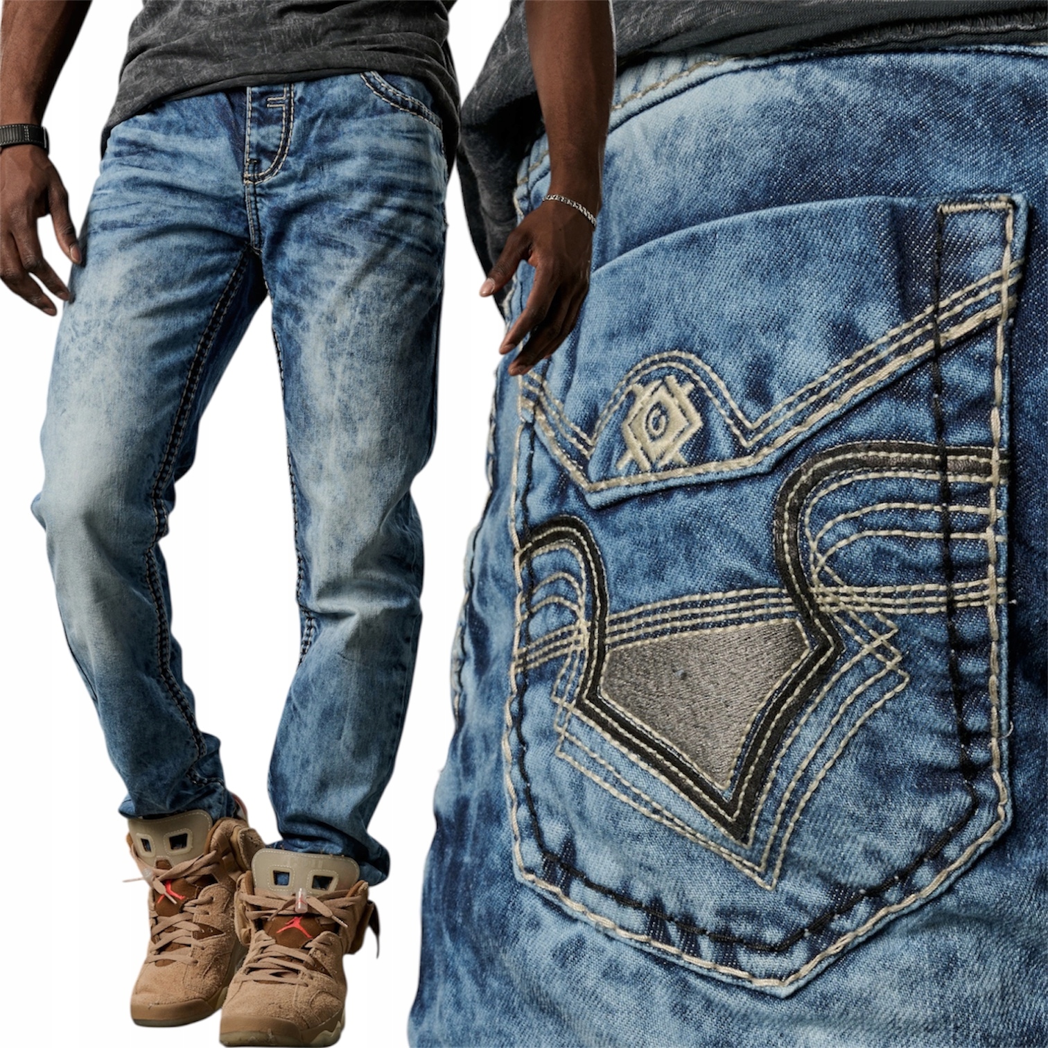 Pánské kalhoty Džíny Cipo Baxx Výšivky Silná nit 100% bavlna 33/32