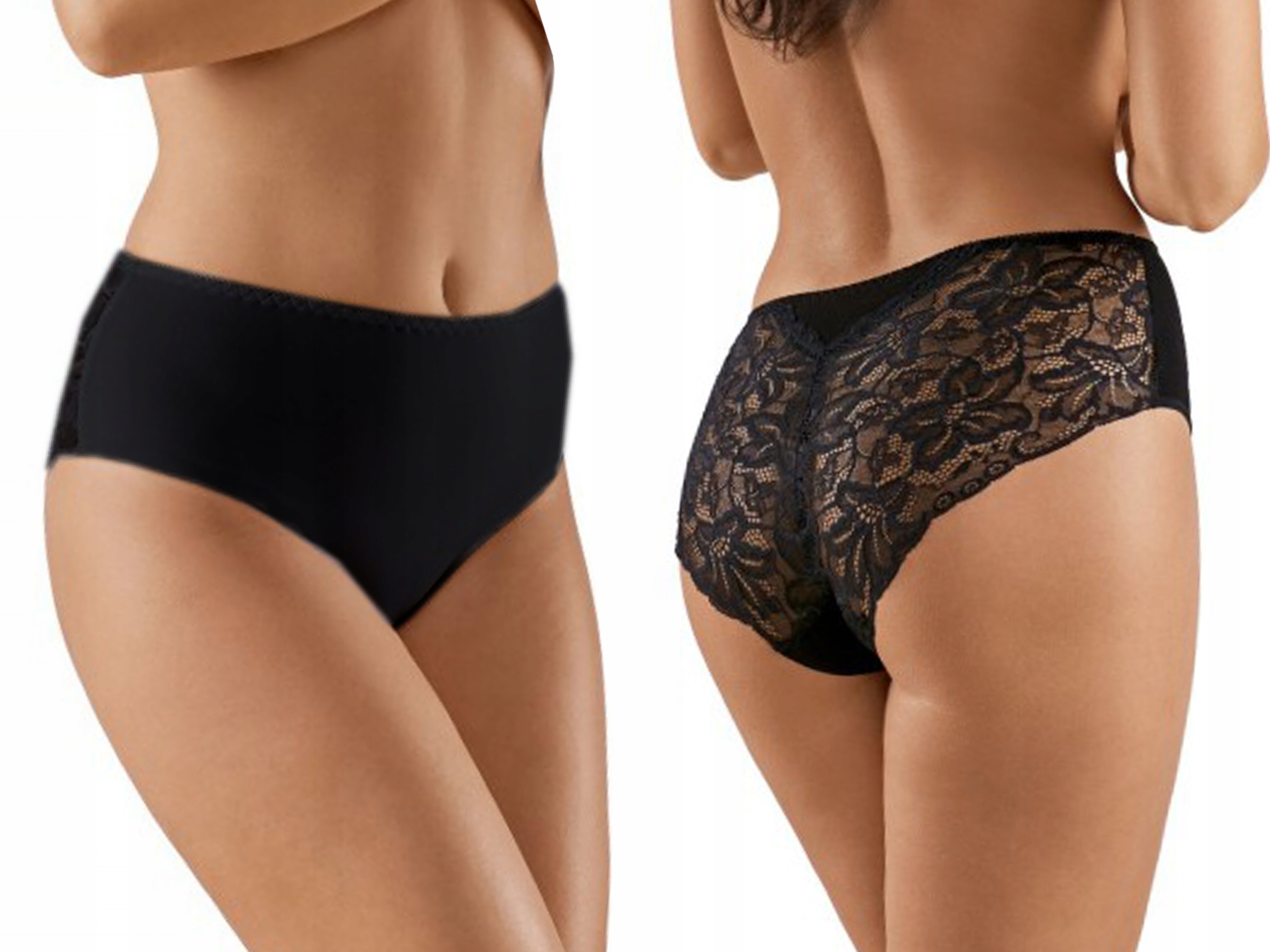 

Bbl 128 Koronkowe Figi bawełna Babell Czarny S