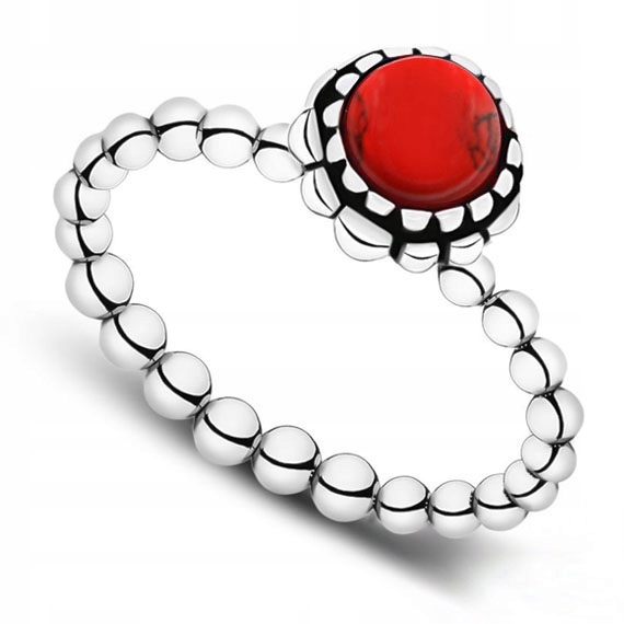 

Pierścionek Srebrne Kuleczki Z Koralem Rozmiar 20