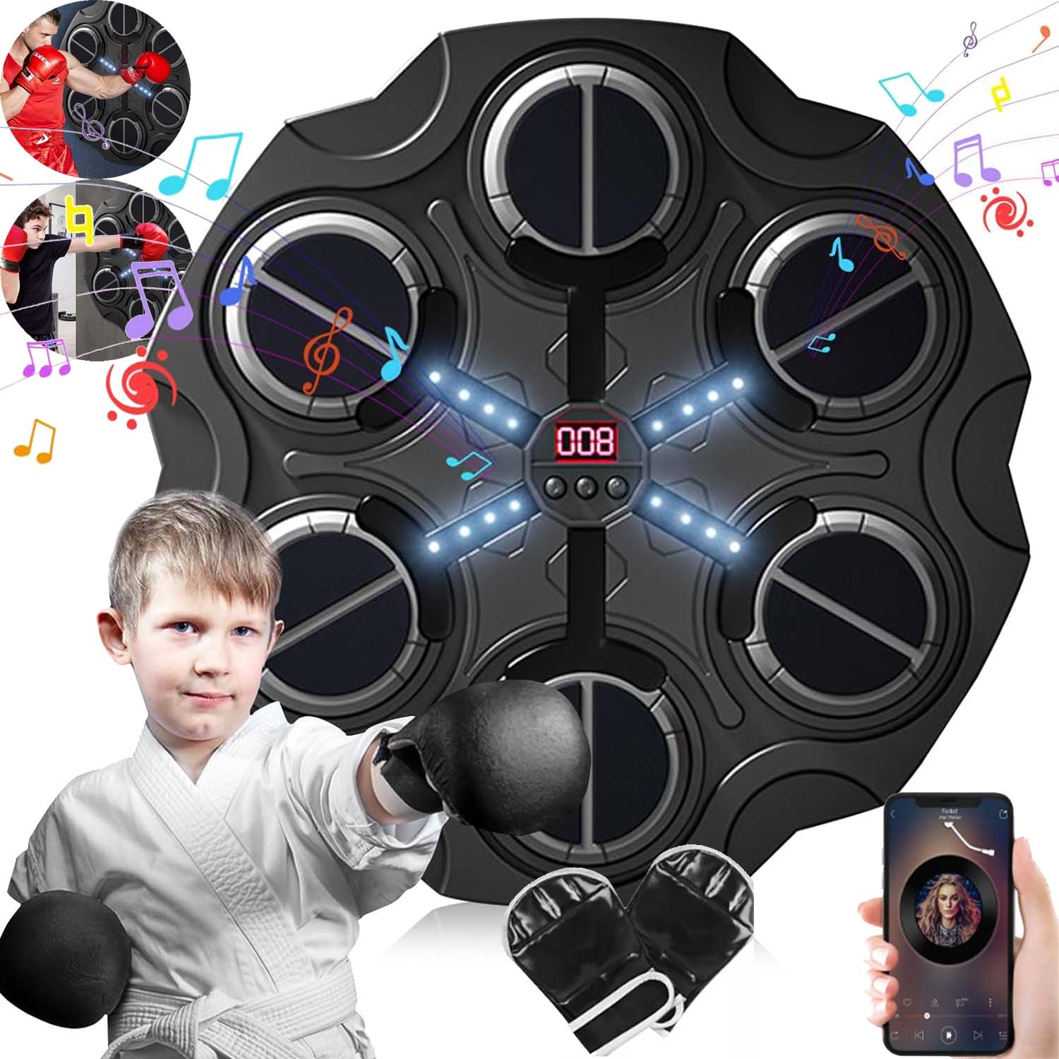 Music Boxing Machine Boxovací Stěna Hudební Štít Bluetooth Rukavice