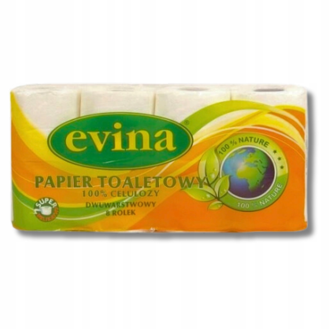 Papier Toaletowy Evina Biały Miękki Delikatny 2 Warstwy 8 Rolek