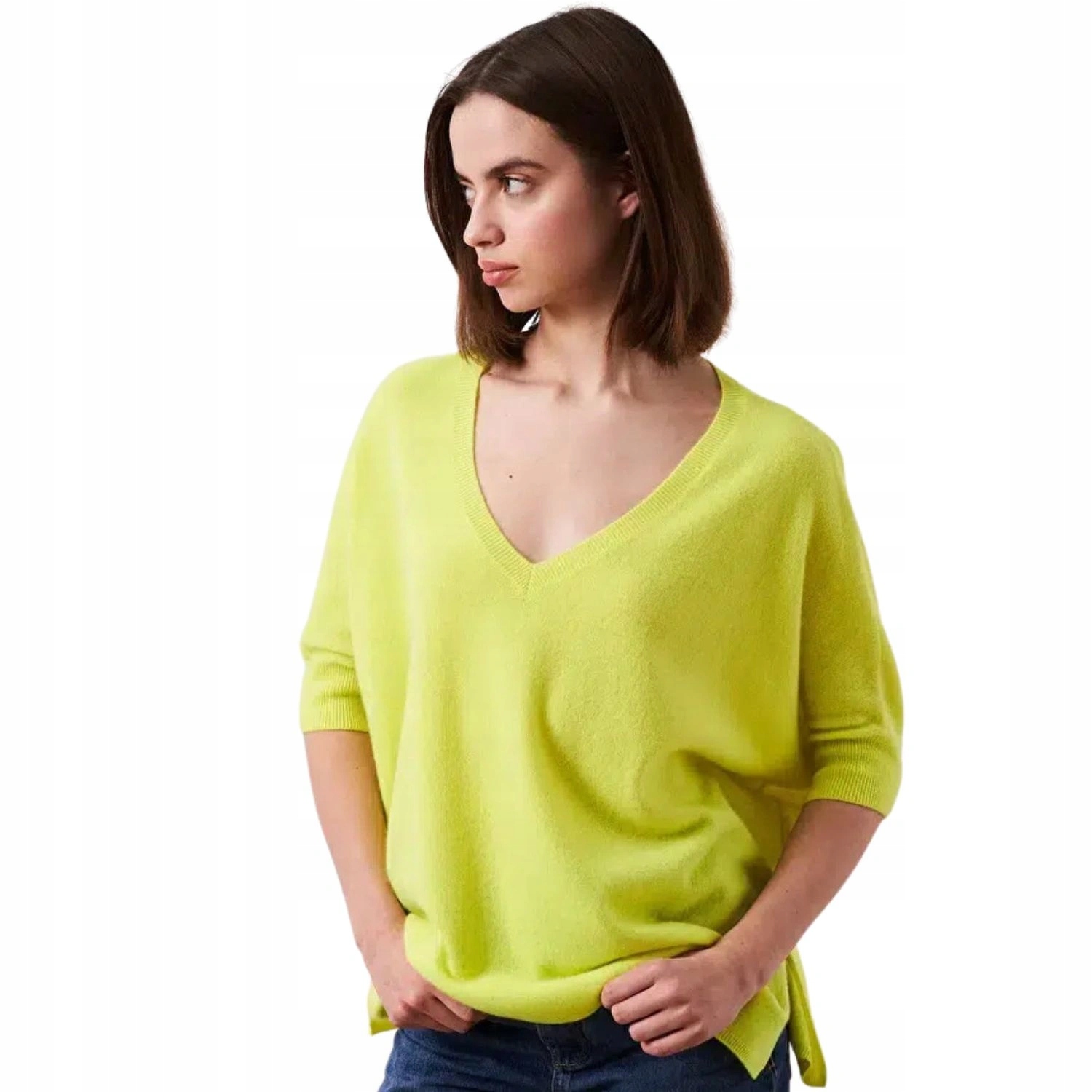 Dámský kašmírový svetr Absolut Cashmere 100% kašmír žlutý 1/2 vel. S