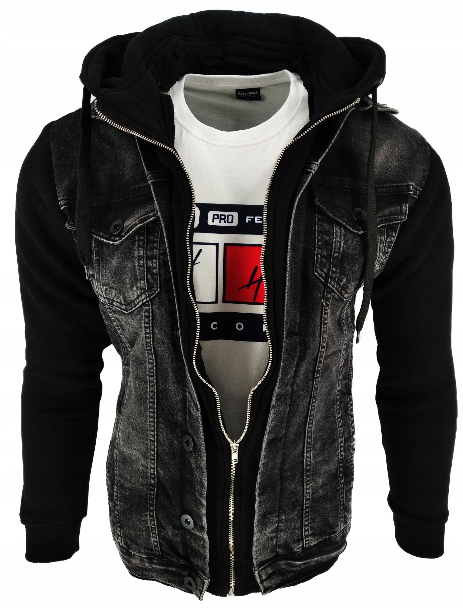 BLUZA MĘSKA KURTKA TURECKA JEANSOWA CZARNA M - 13618454567