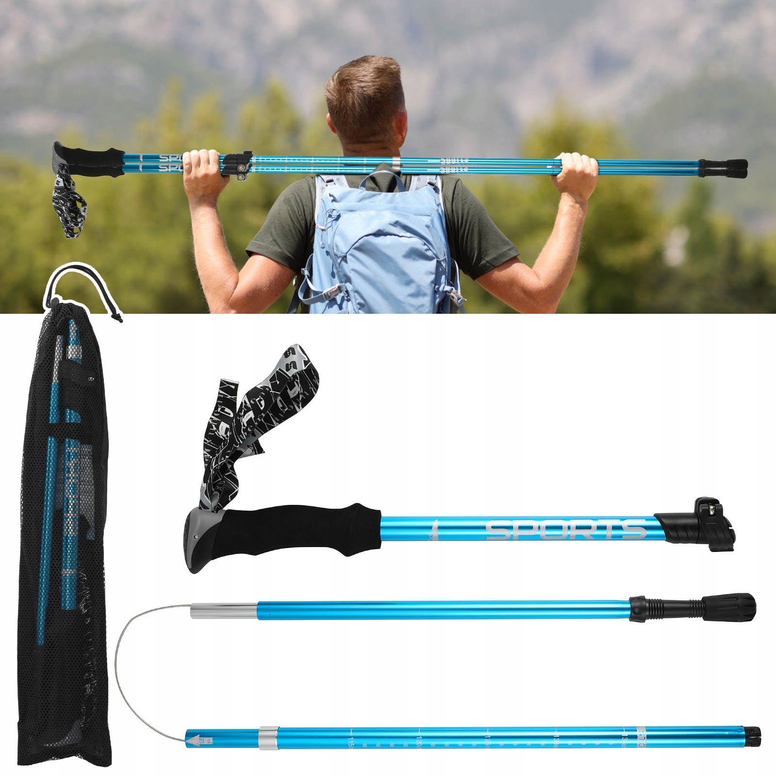 1 Pár Skládacích Trekkingových Holí Z Hliníku Na Turistiku