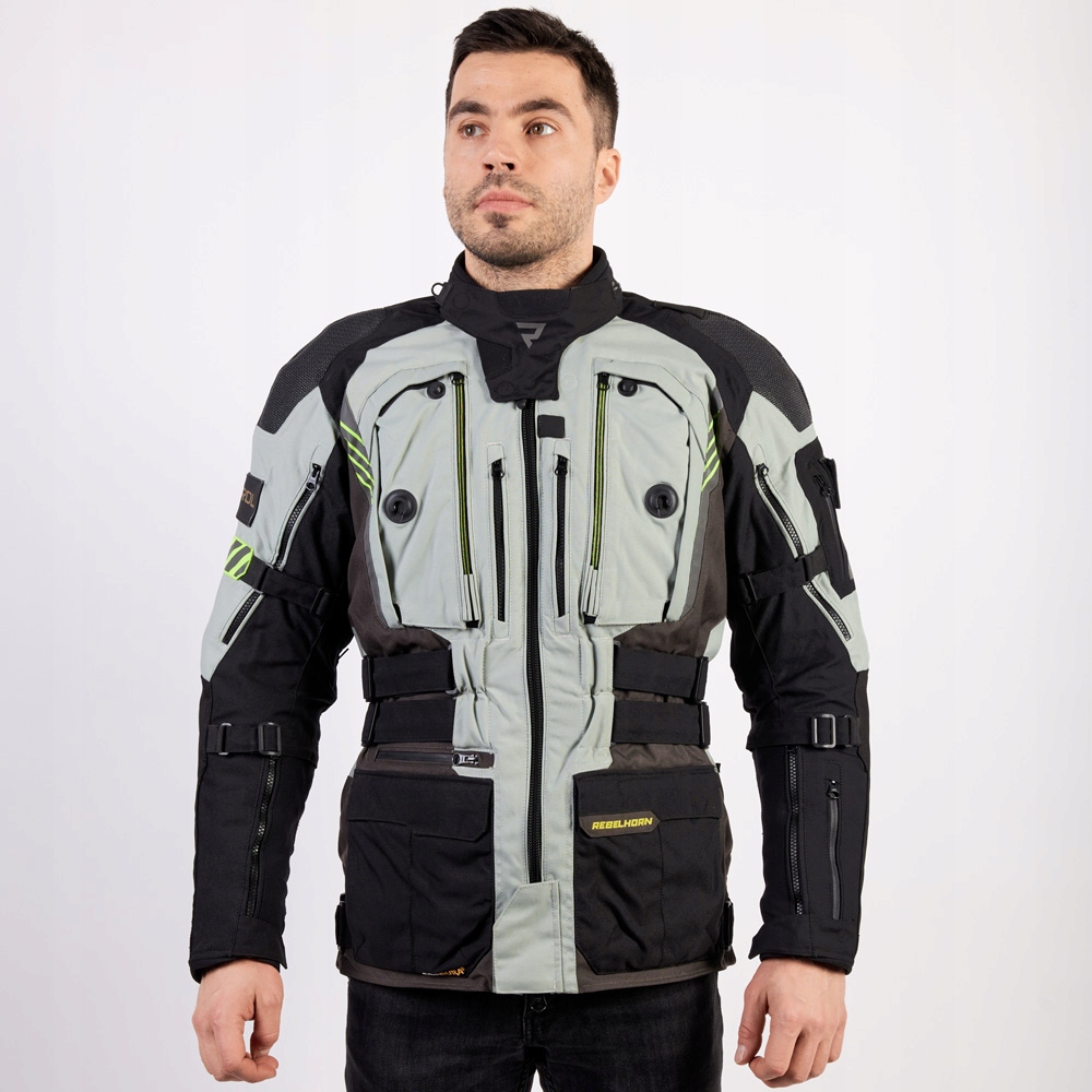 REBELHORN KURTKA MOTOCYKLOWA TEKSTYLNA PATROL M Kolor czarny szary żółty