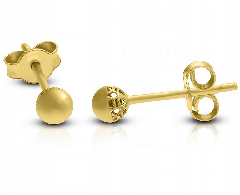 Zlaté náušnice kuličky hladké kuličky tyčinka 585