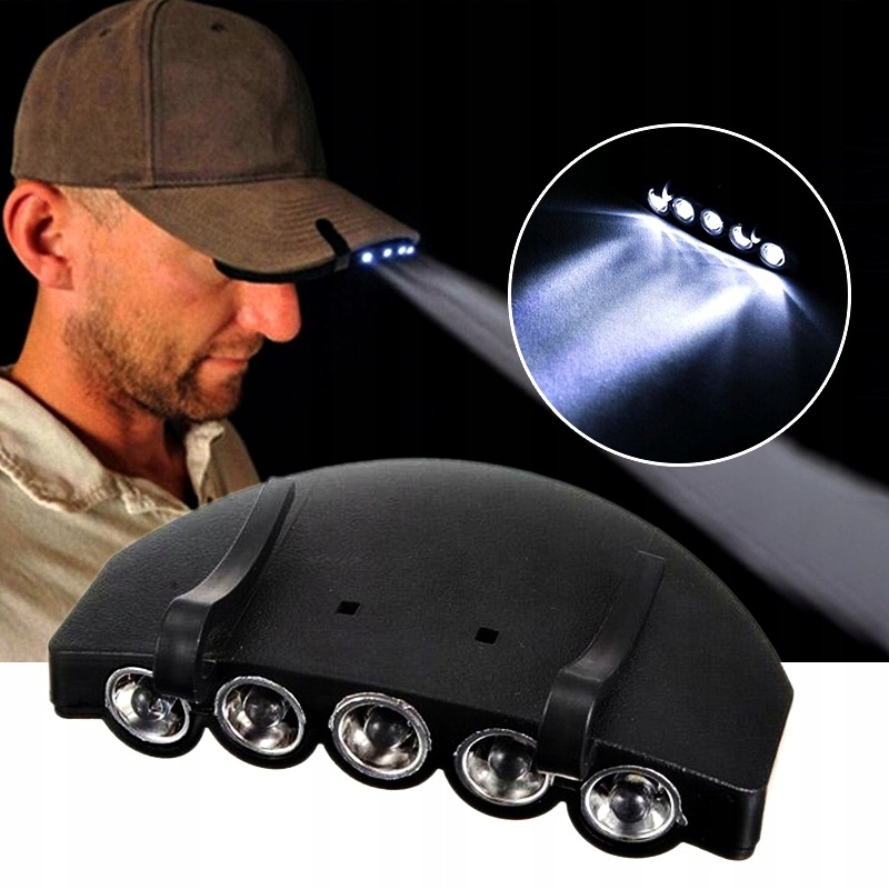 CZOŁÓWKA LATARKA CZOŁOWA NA CZAPKĘ Z DASZKIEM LED