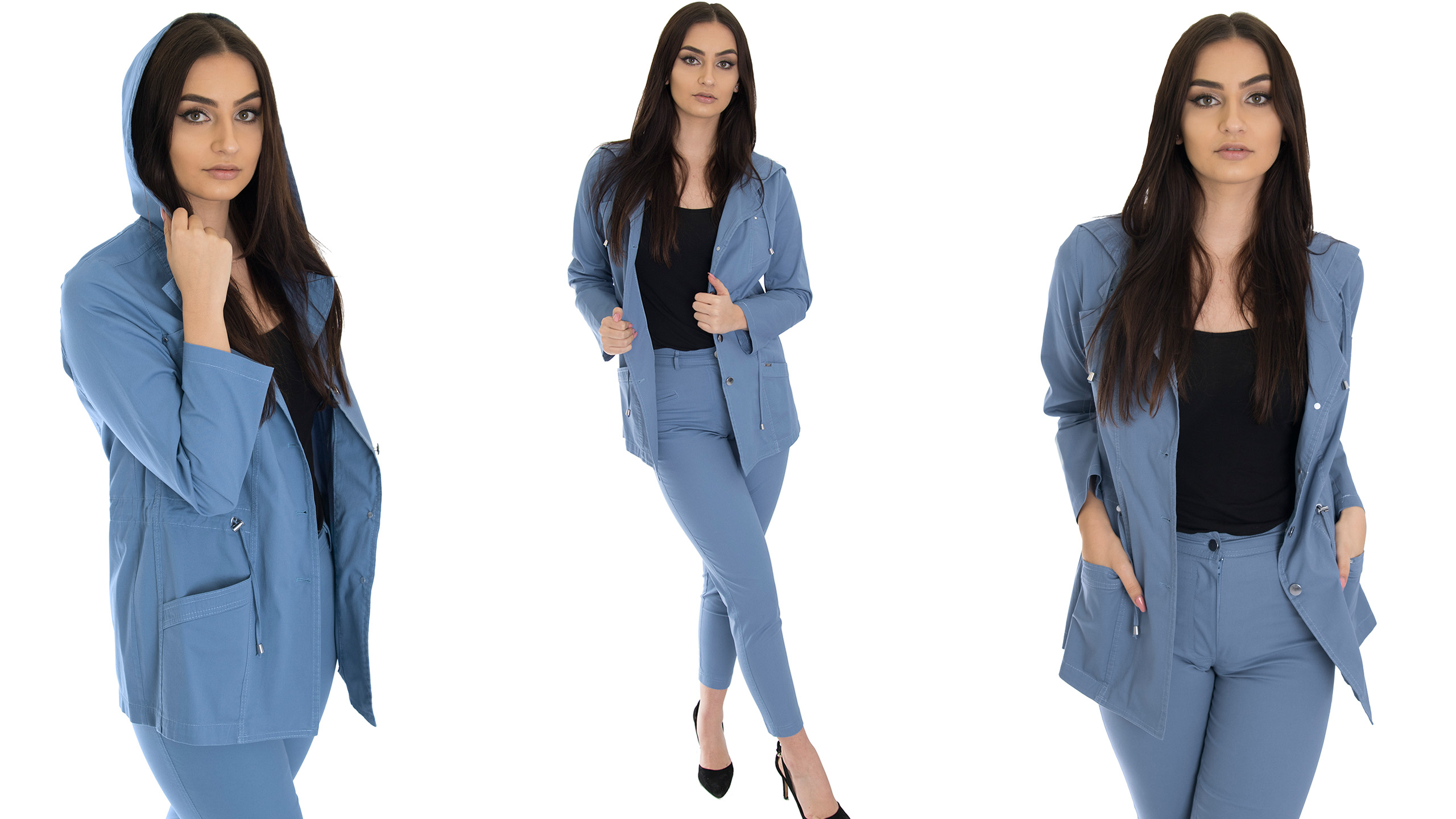 KURTKA parka BAWEŁNA kaptur KOLORY (38-52) r.48 Wzór dominujący bez wzoru