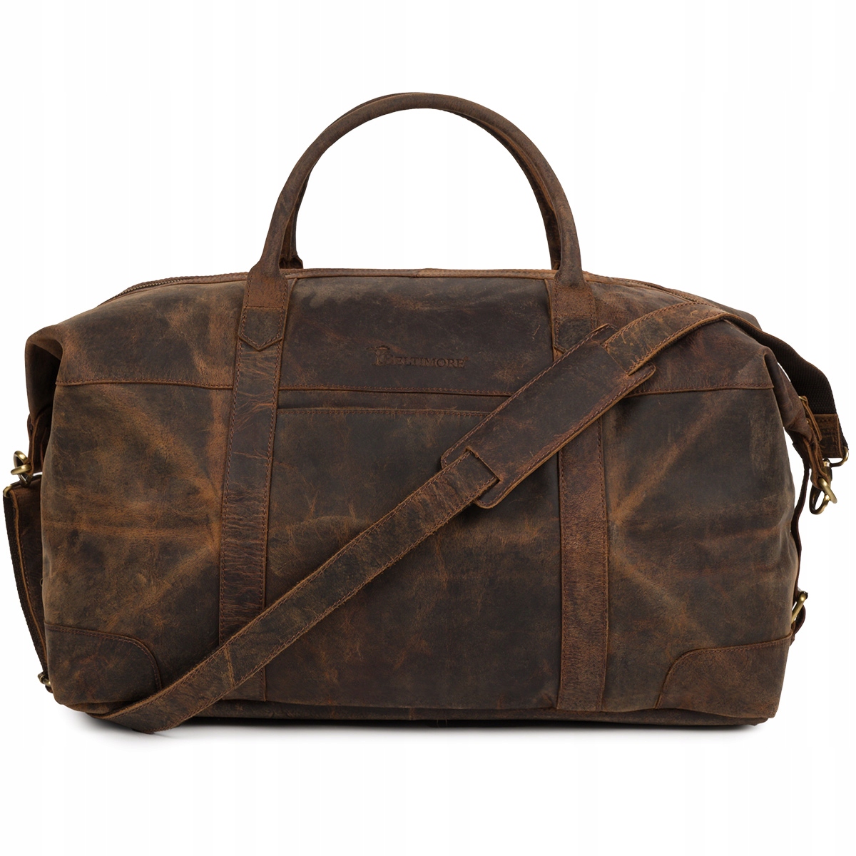 Kožená cestovní taška na víkend, exkluzivní nubuková kůže, hnědá Beltimore
