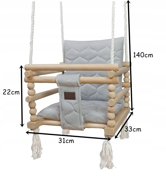 Huśtawka dla dzieci Drewniana TULUSZKA Velvet 3w1 Szary Marka Tuluszka