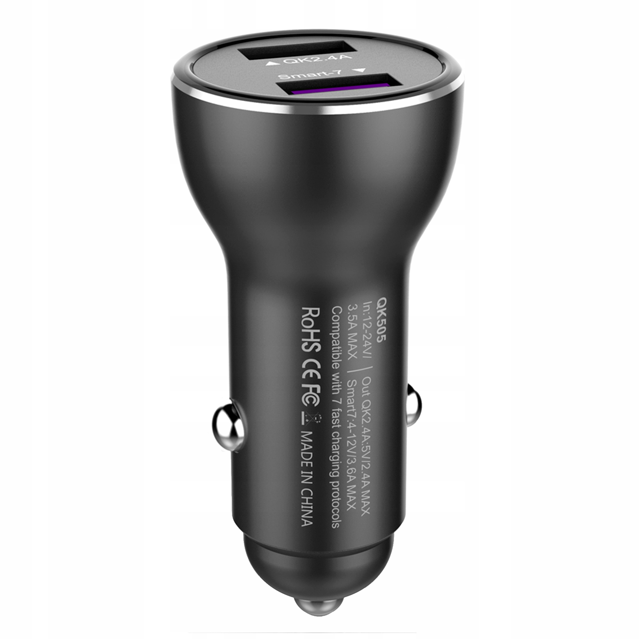 ŁADOWARKA SAMOCHODOWA SZYBKA 2XUSB QC 3.0 4,8A SCP